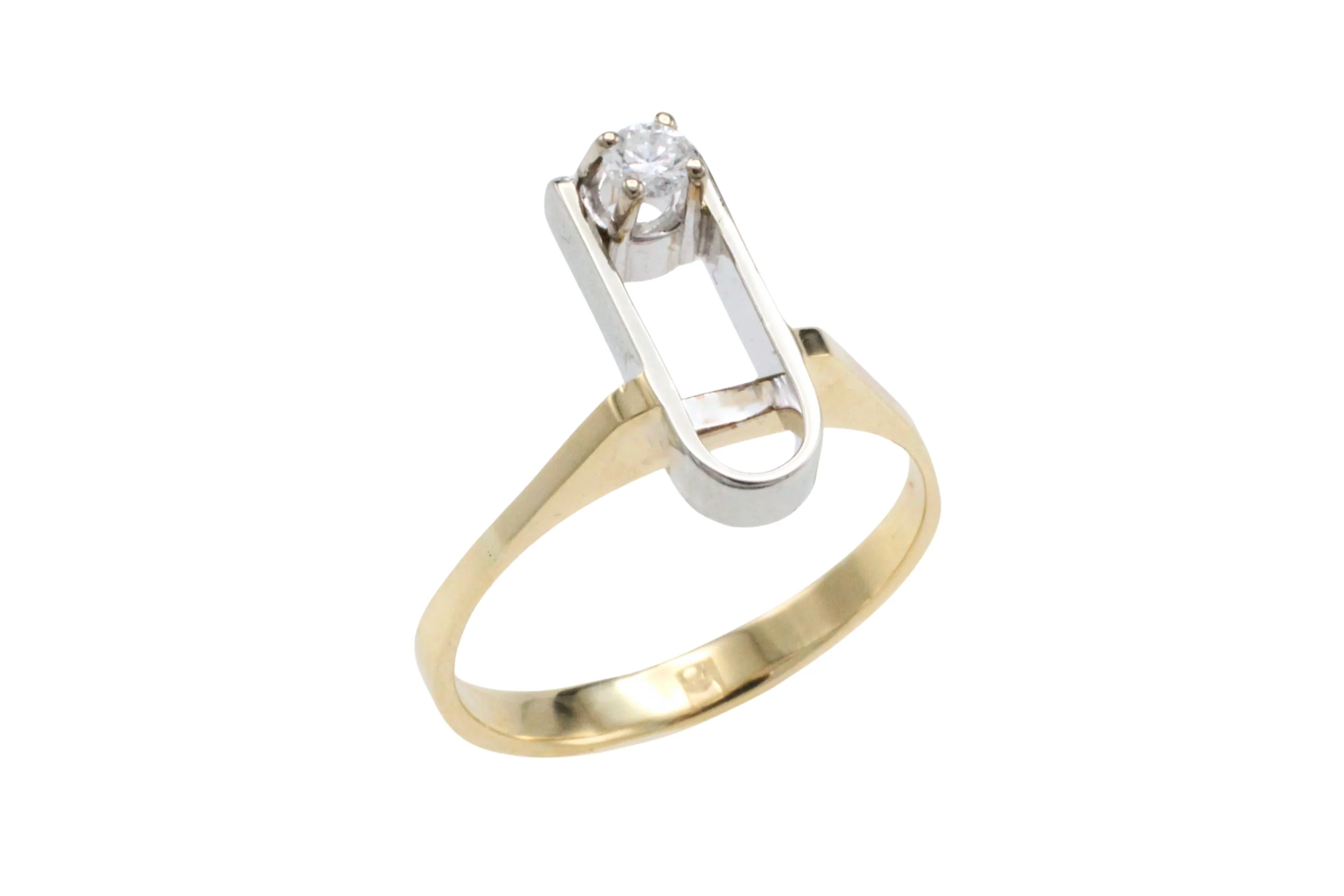 Diamond ring in yellow and white gold - Image 2