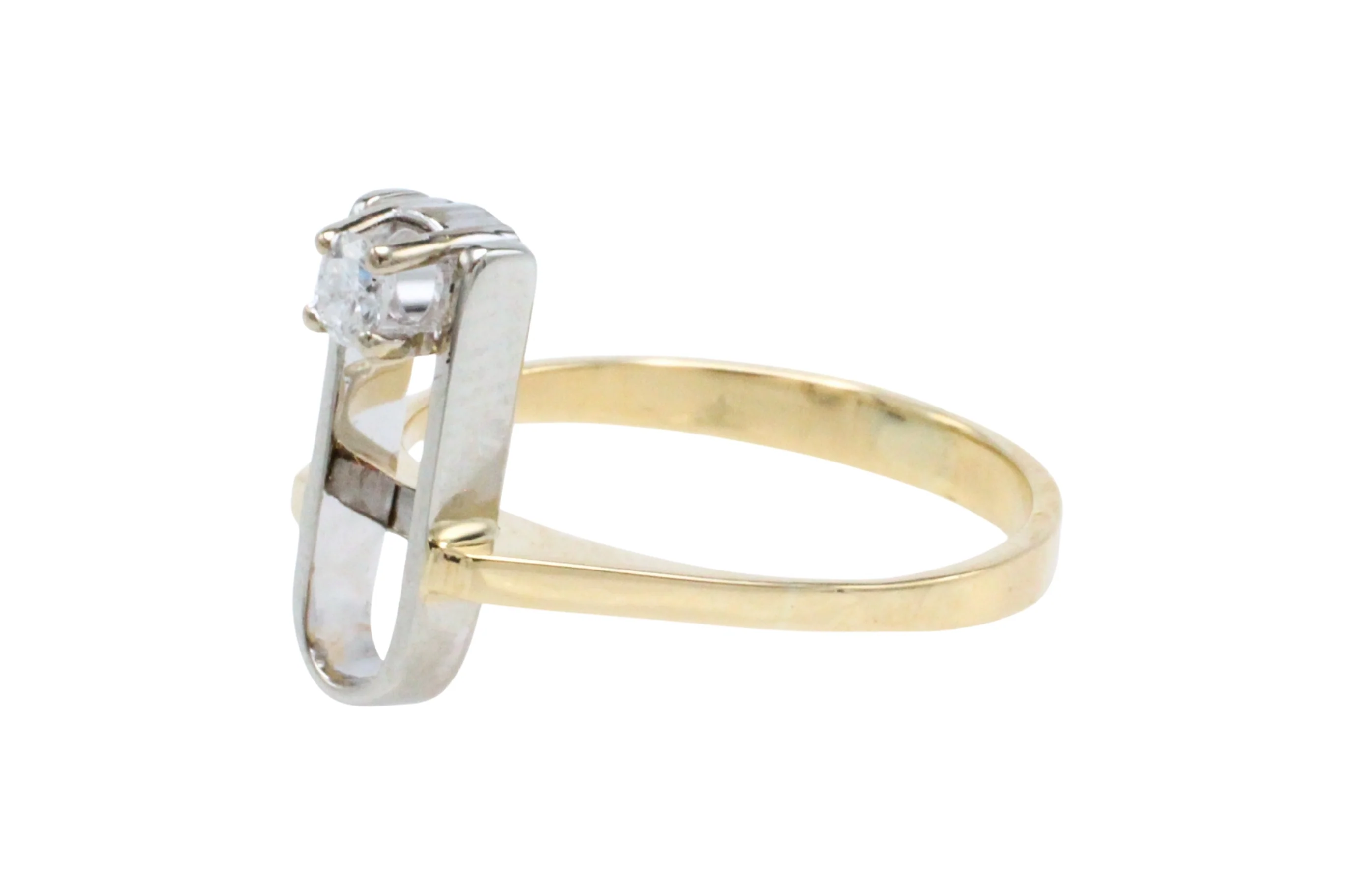Diamond ring in yellow and white gold - Image 4