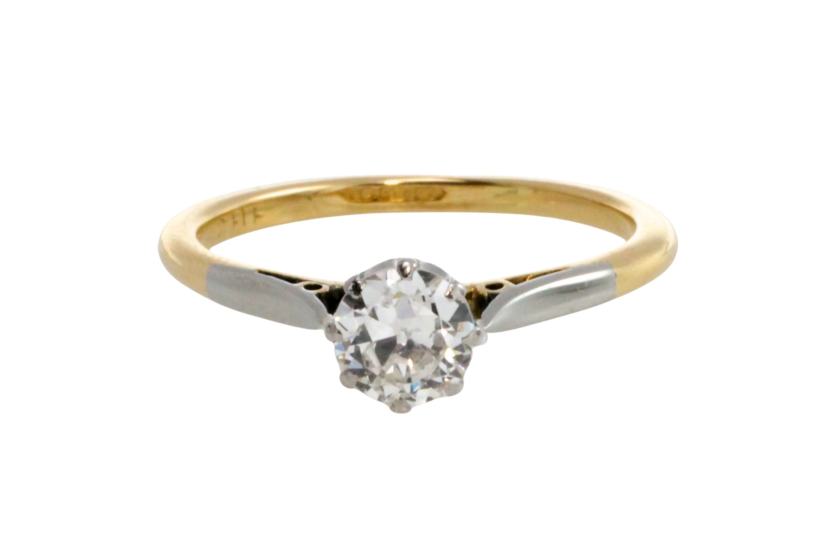 Diamond solitaire ring in platinum and gold - Image 2