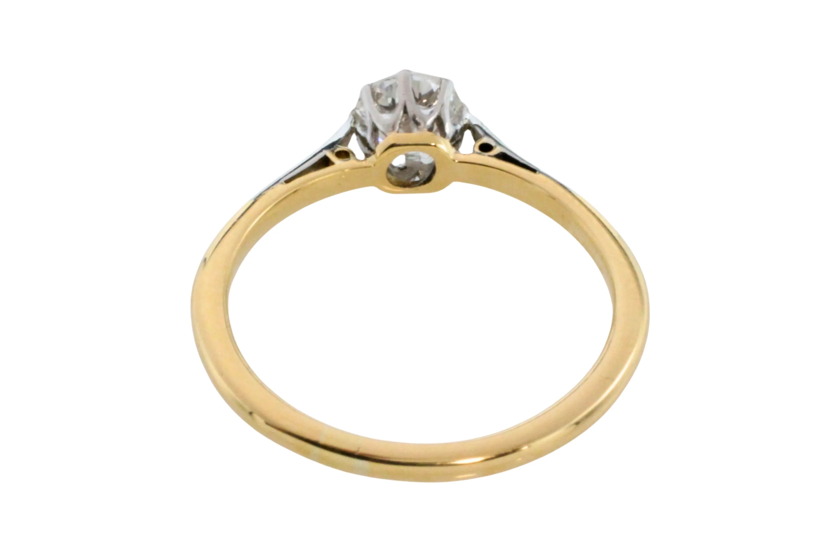 Diamond solitaire ring in platinum and gold - Image 5
