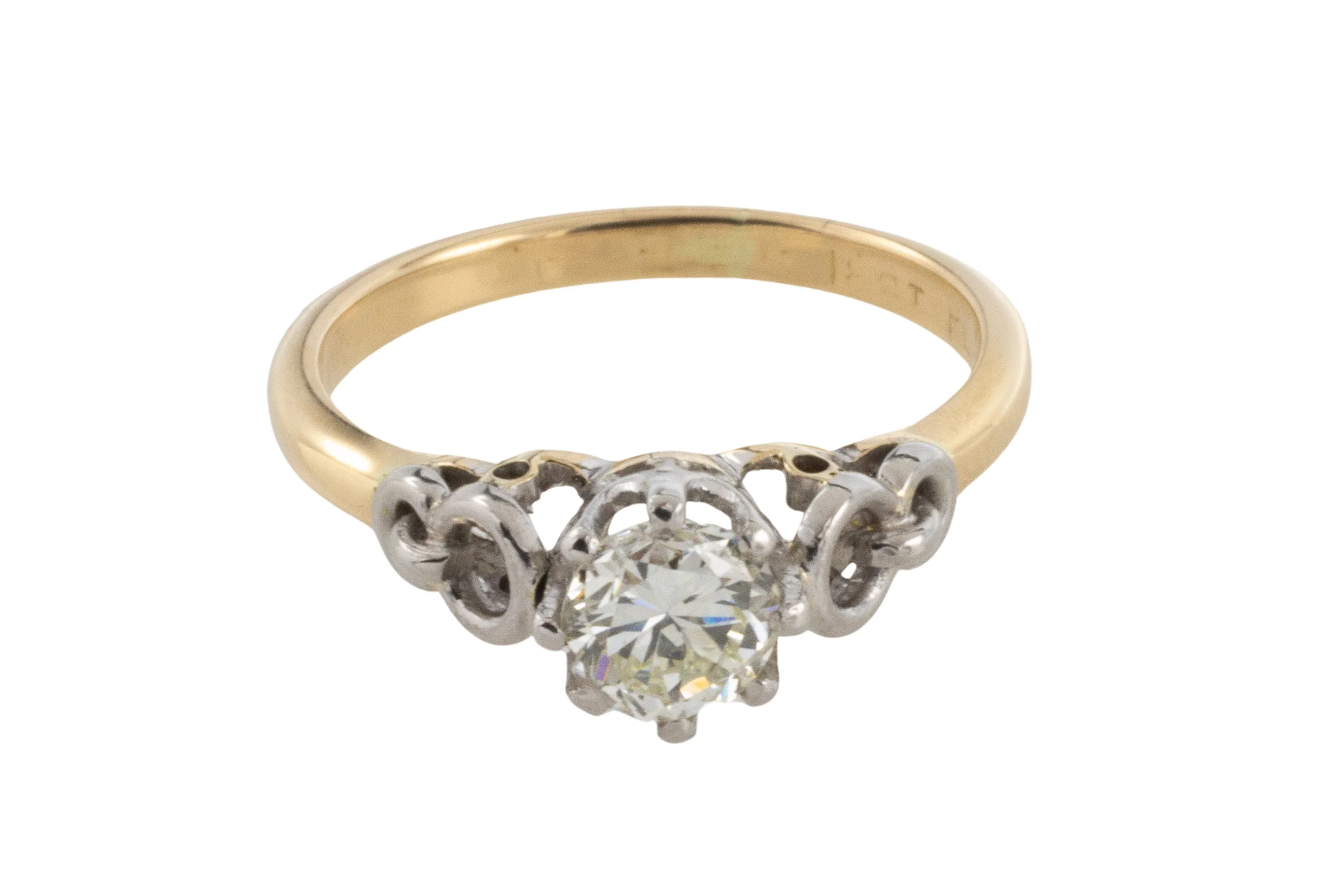 Diamond solitaire ring in platinum and gold - Image 2
