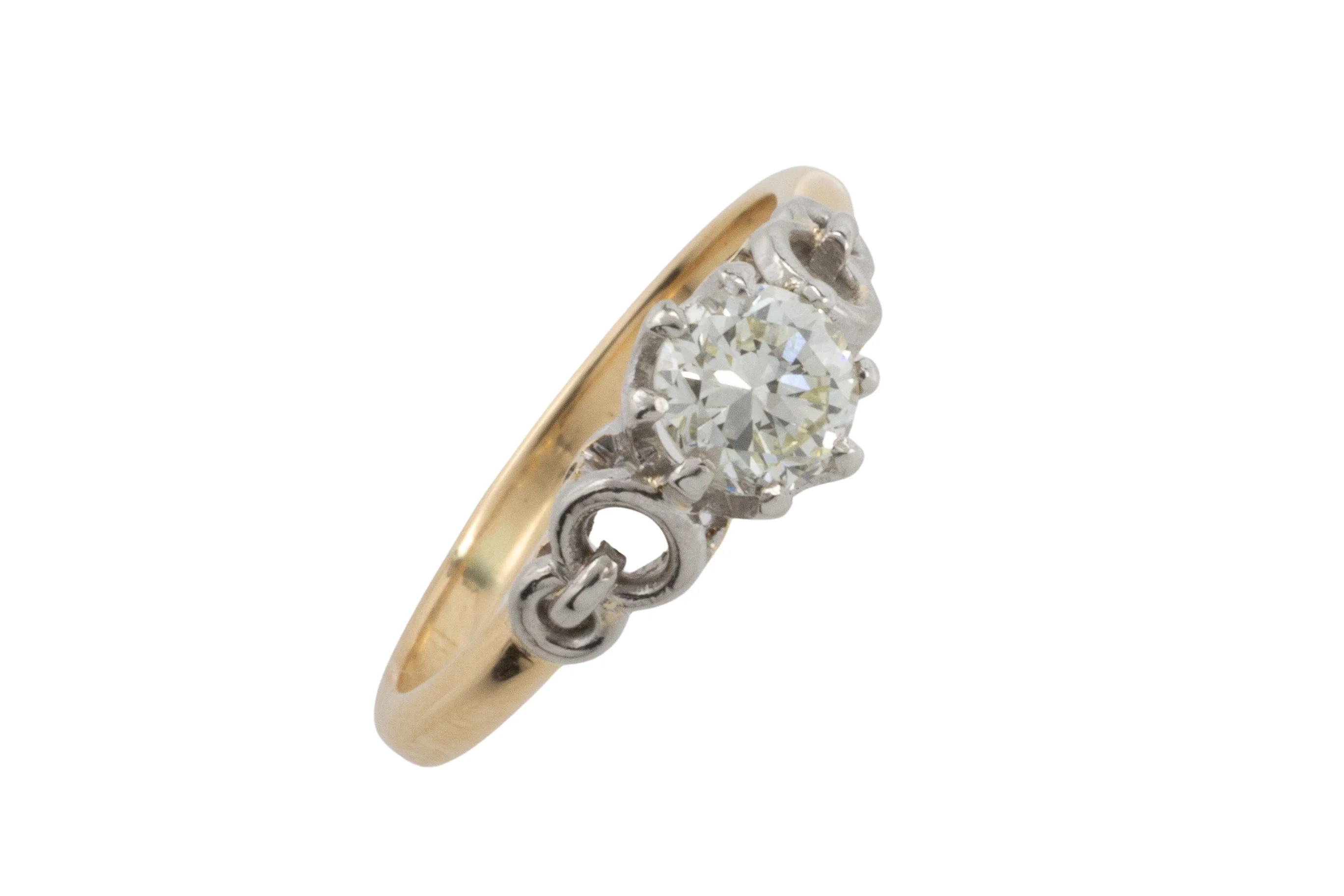 Diamond solitaire ring in platinum and gold - Image 3