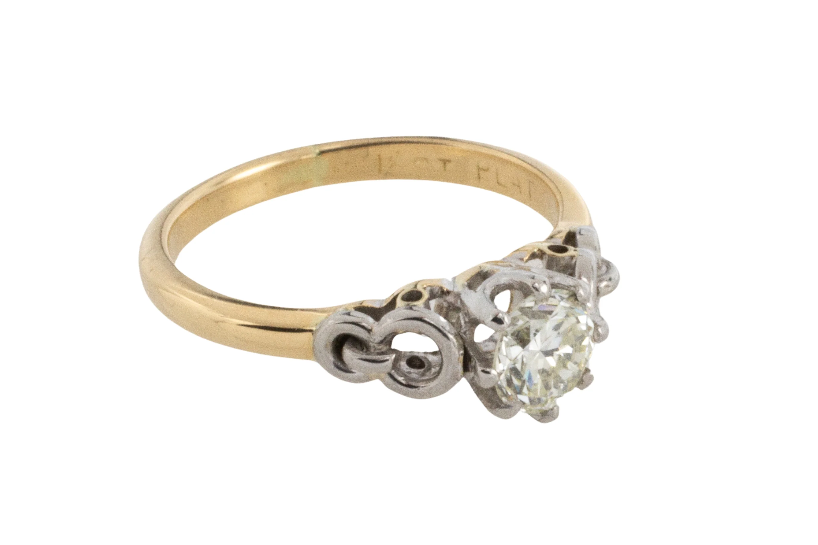 Diamond solitaire ring in platinum and gold - Image 4