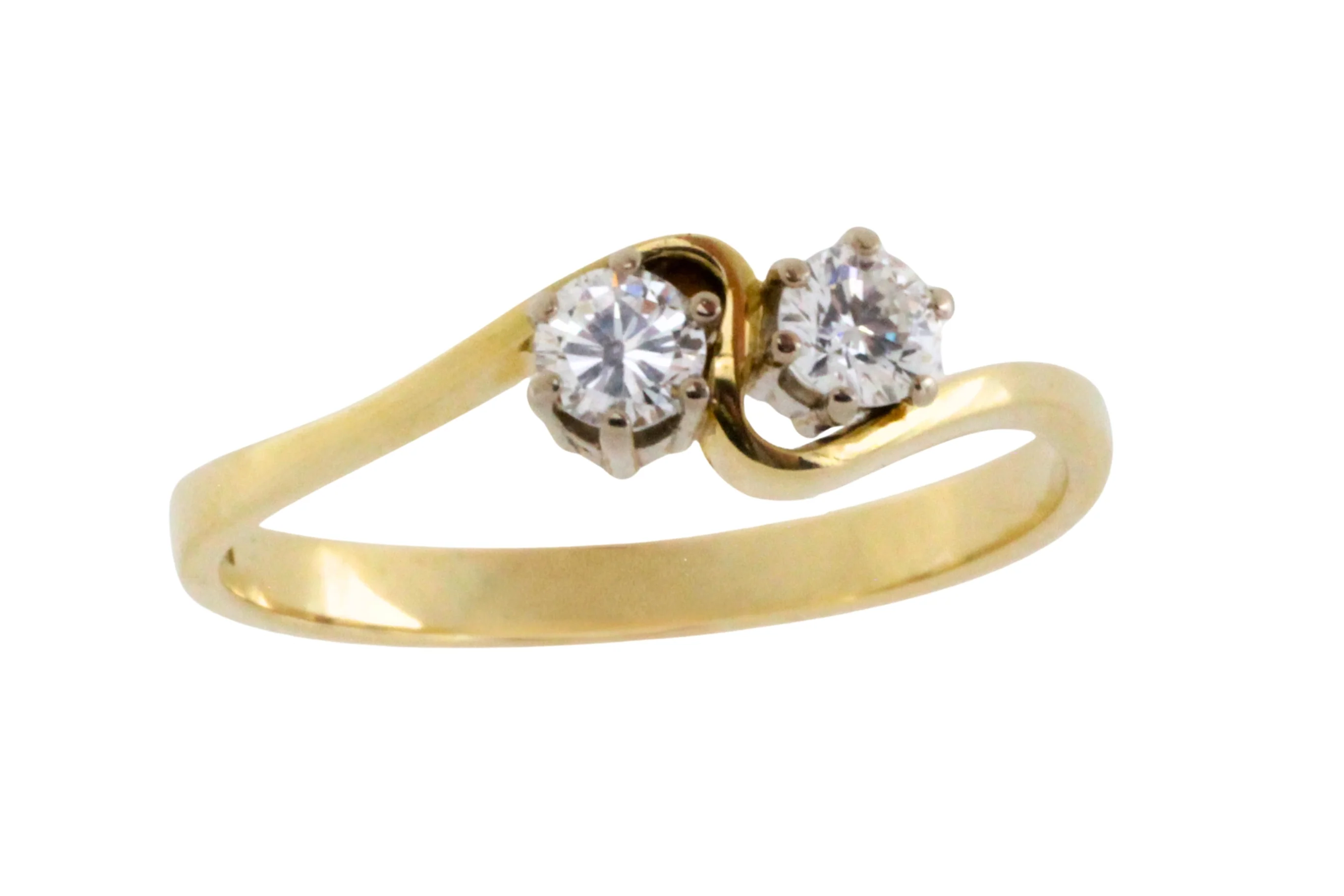 Diamond swirl ring in 14 carat gold - Image 2