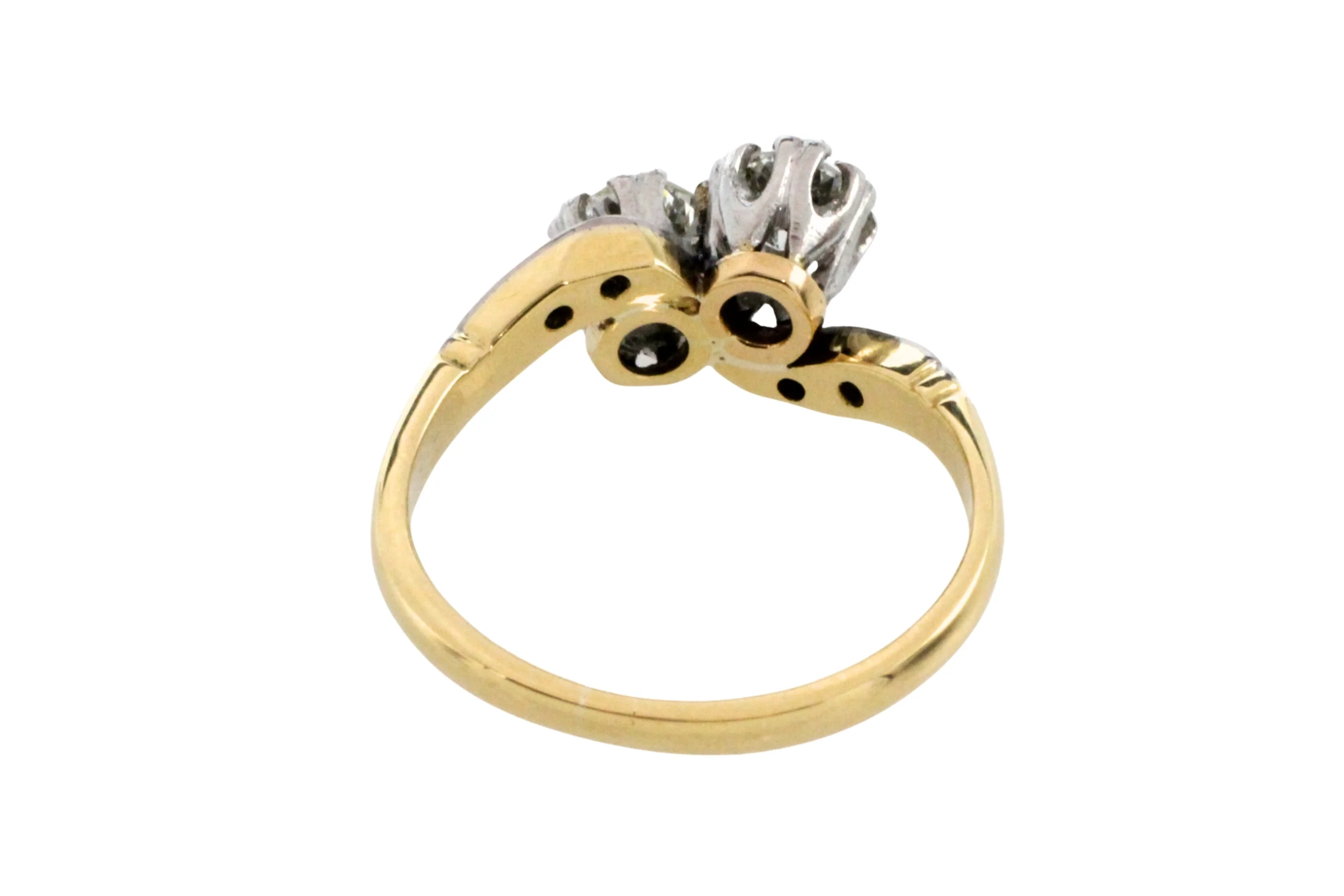 Diamond Toi et Moi ring in 18 carat gold and platinum - Image 5