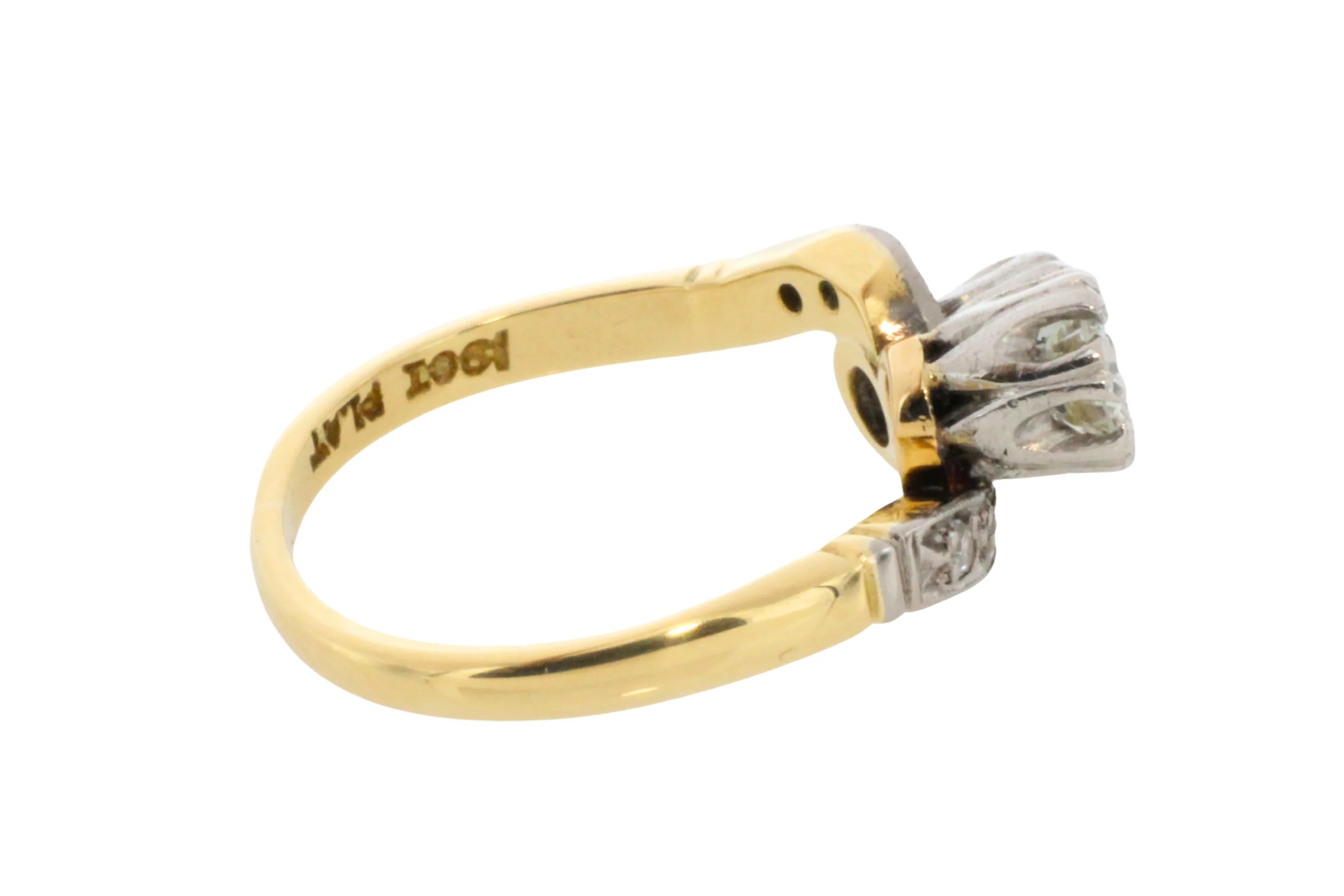 Diamond Toi et Moi ring in 18 carat gold and platinum - Image 6