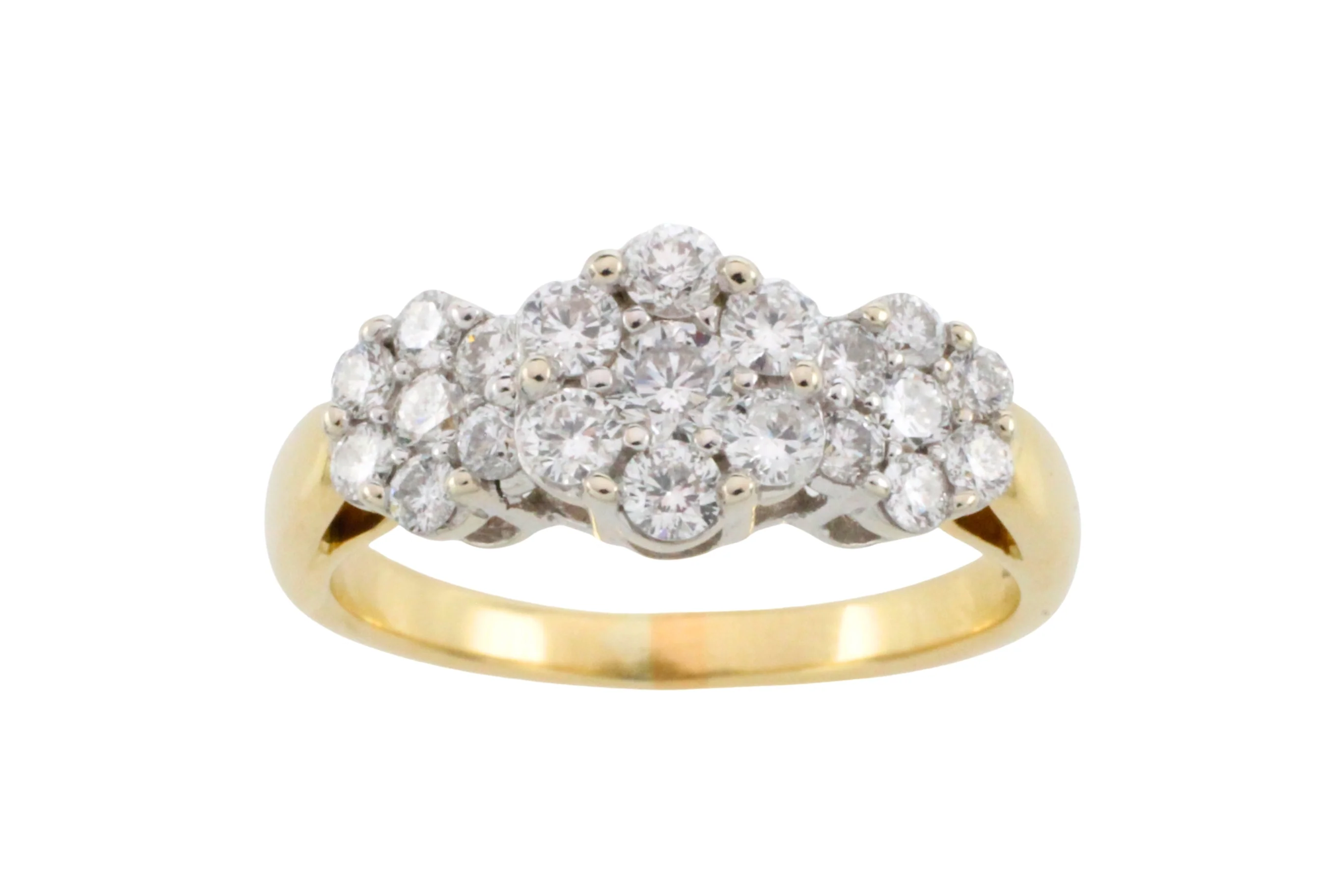 Diamond triple cluster ring in 18 carat gold - Image 4