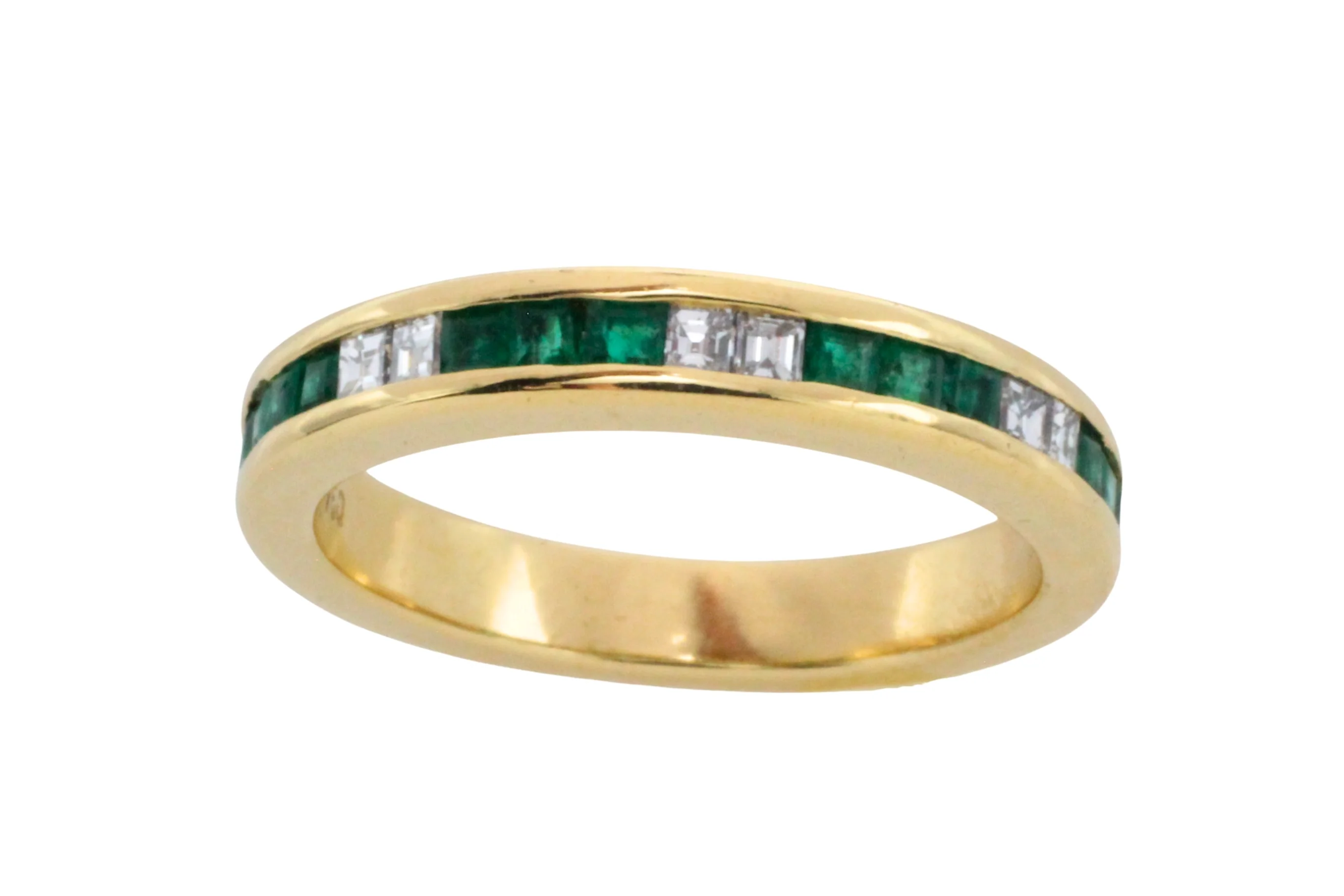 Emerald and diamond band in 18 carat gold - Image 3