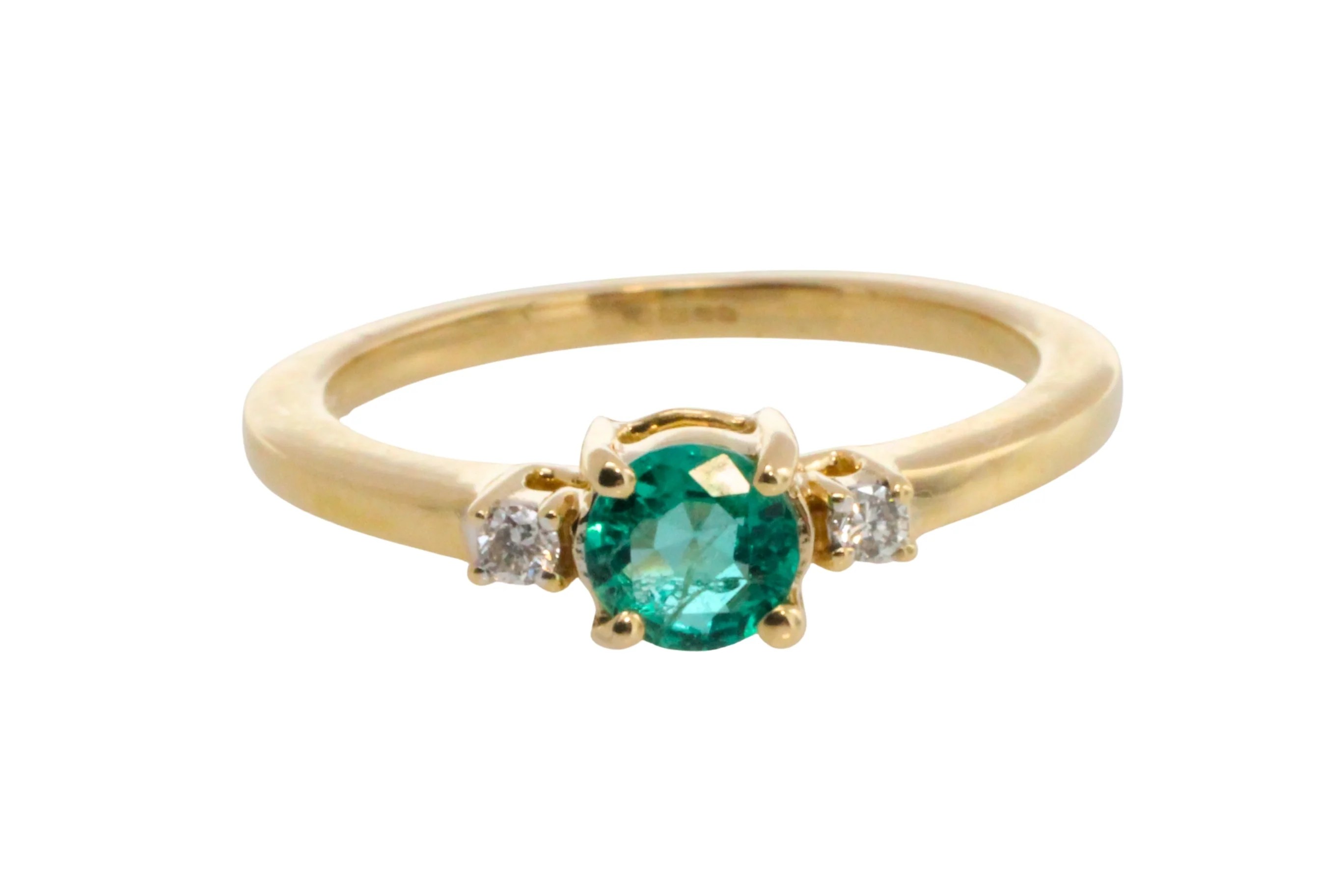 Emerald and diamond ring in 14 carat gold - Image 2