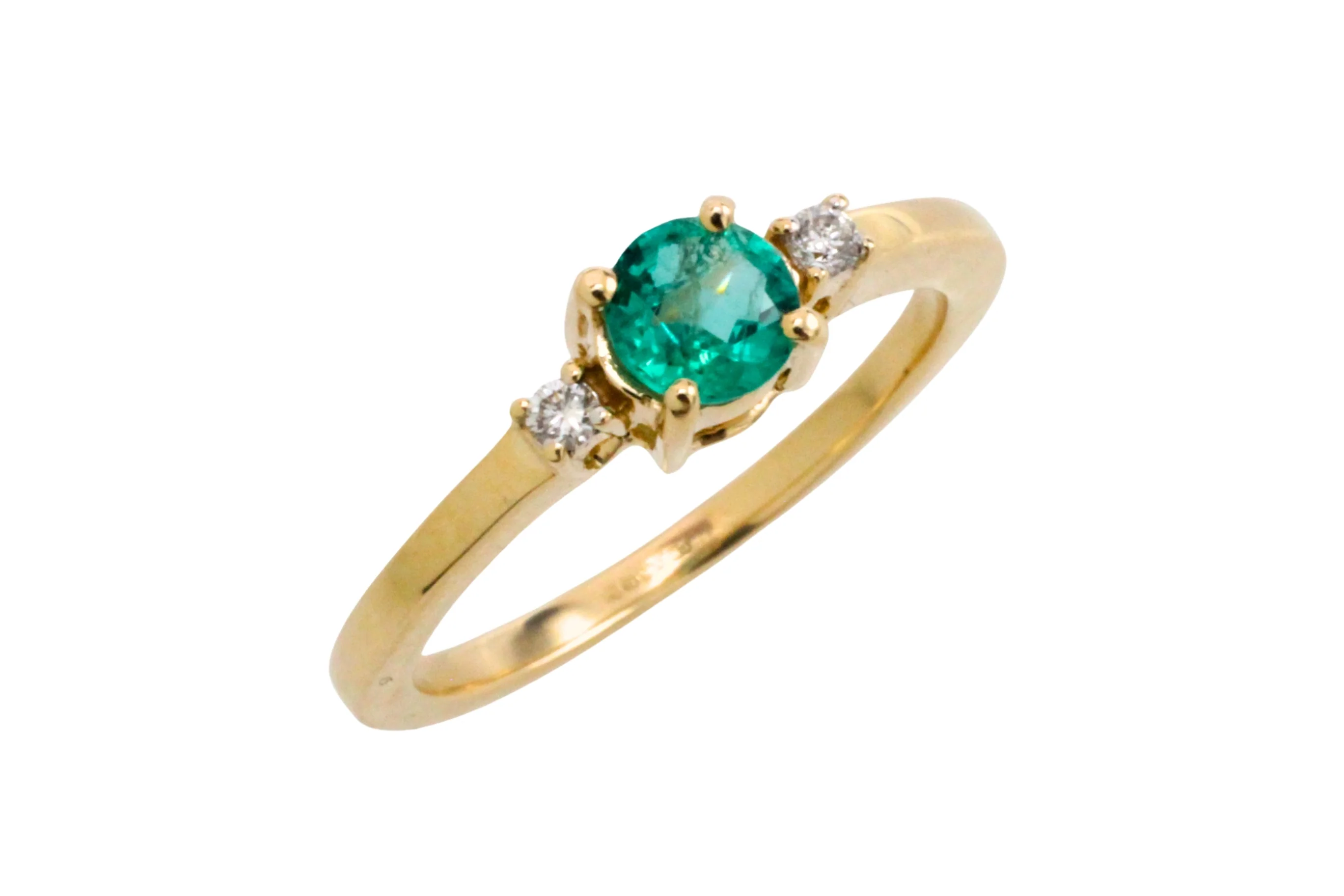 Emerald and diamond ring in 14 carat gold - Image 3