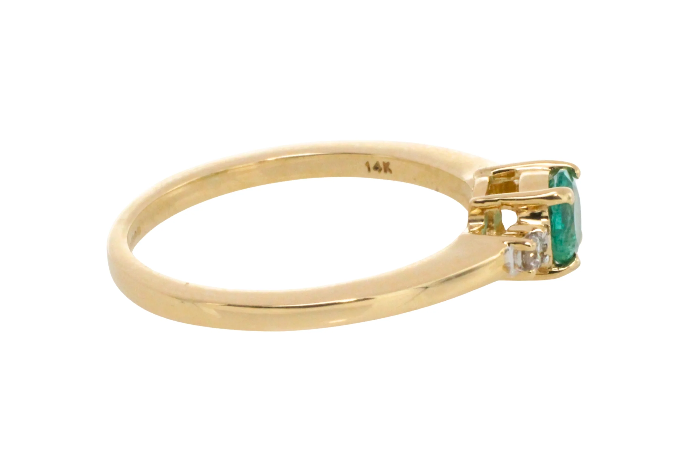 Emerald and diamond ring in 14 carat gold - Image 5