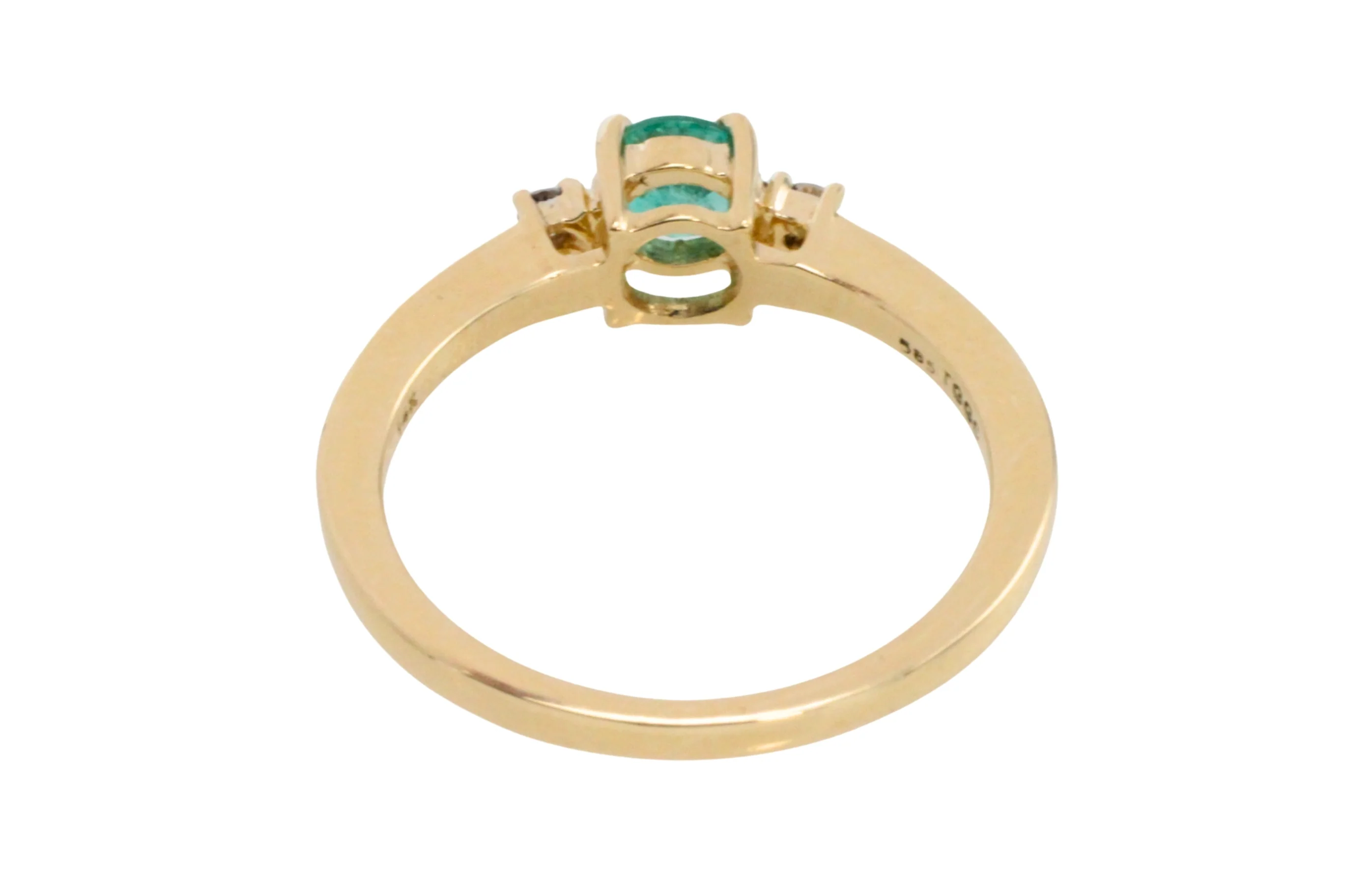 Emerald and diamond ring in 14 carat gold - Image 6