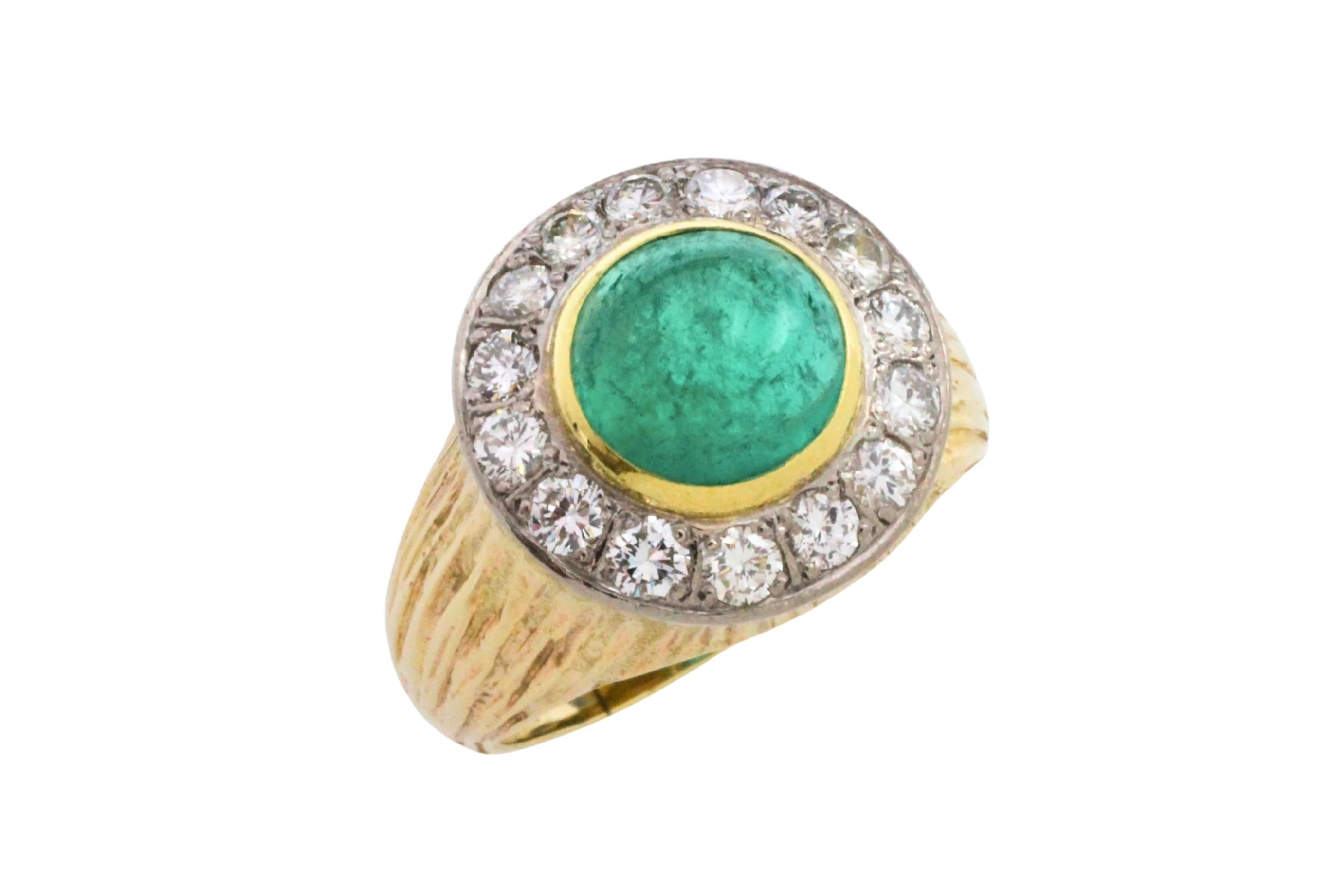 Emerald and diamond ring in 14 carat gold