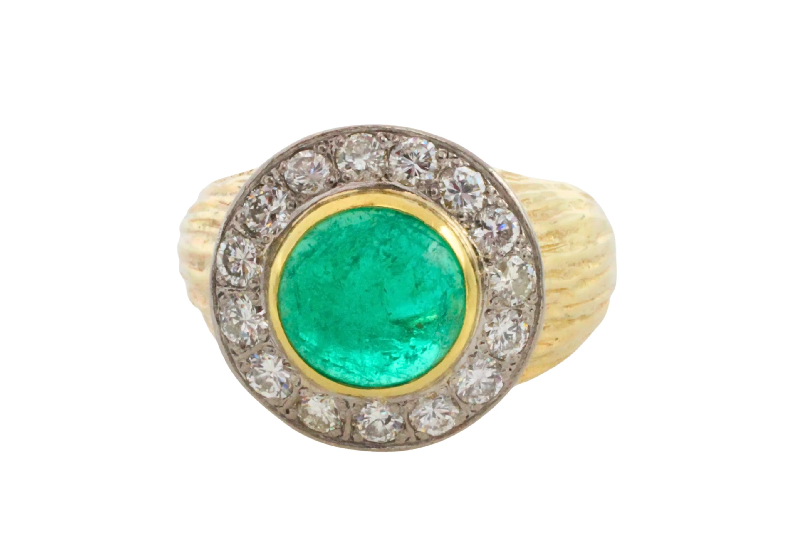 Emerald and diamond ring in 14 carat gold - Image 2