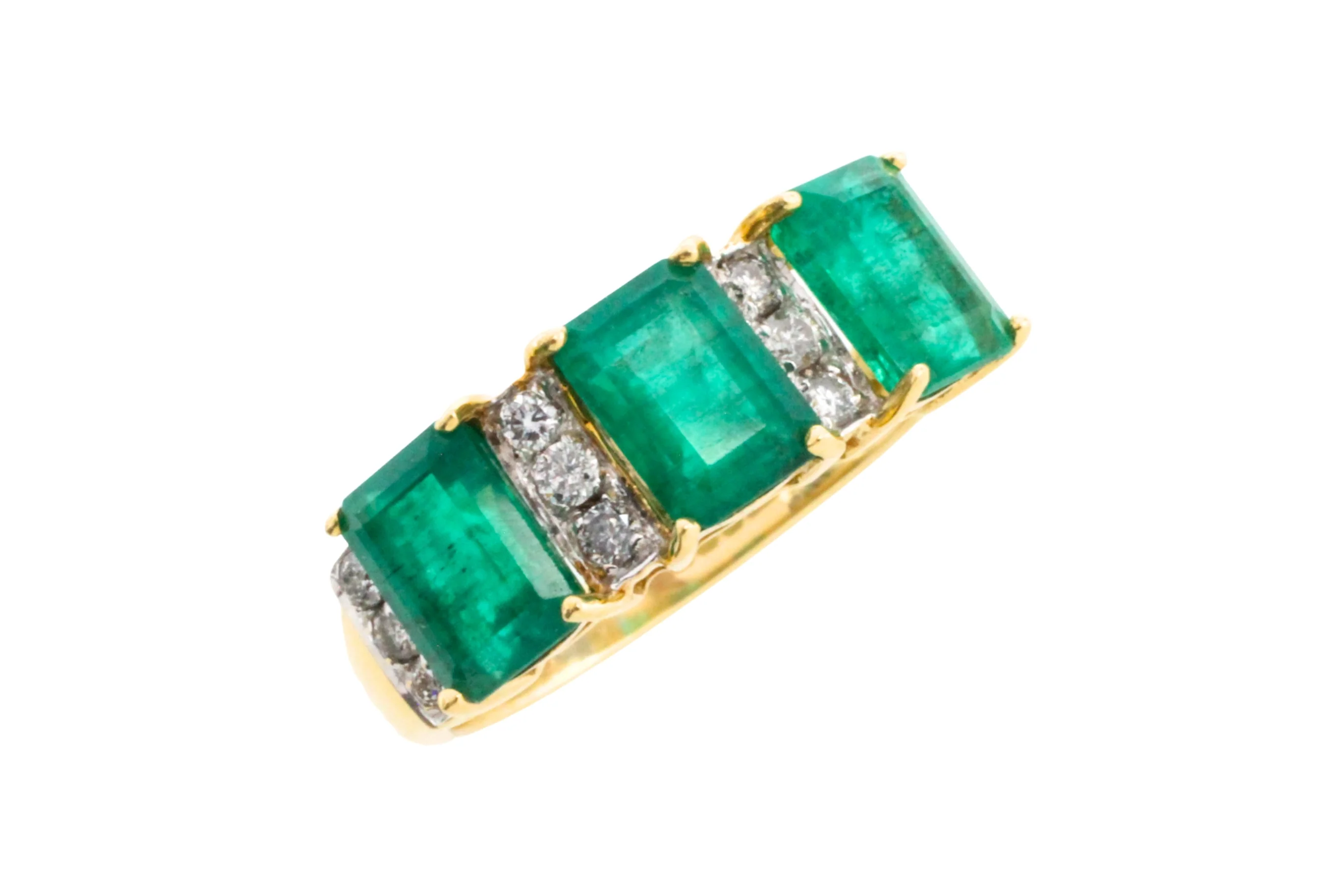 Emerald and diamond ring in 18 carat gold - Image 2