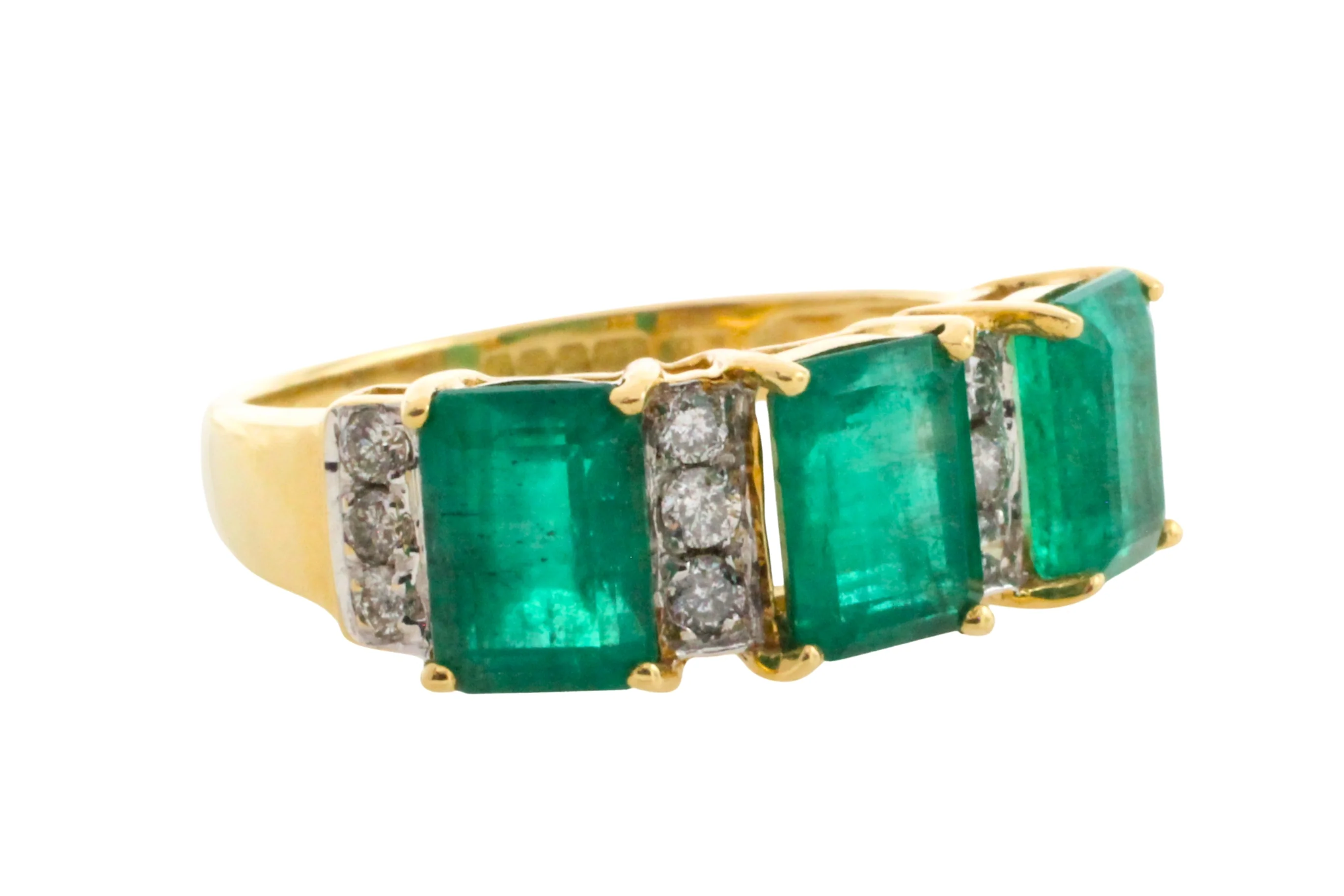 Emerald and diamond ring in 18 carat gold - Image 4