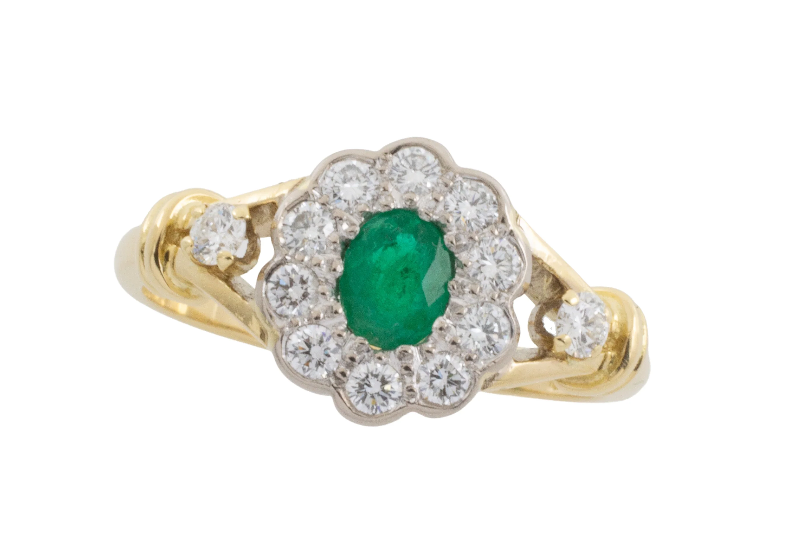 Emerald and diamond ring in 18 carat gold - Image 2