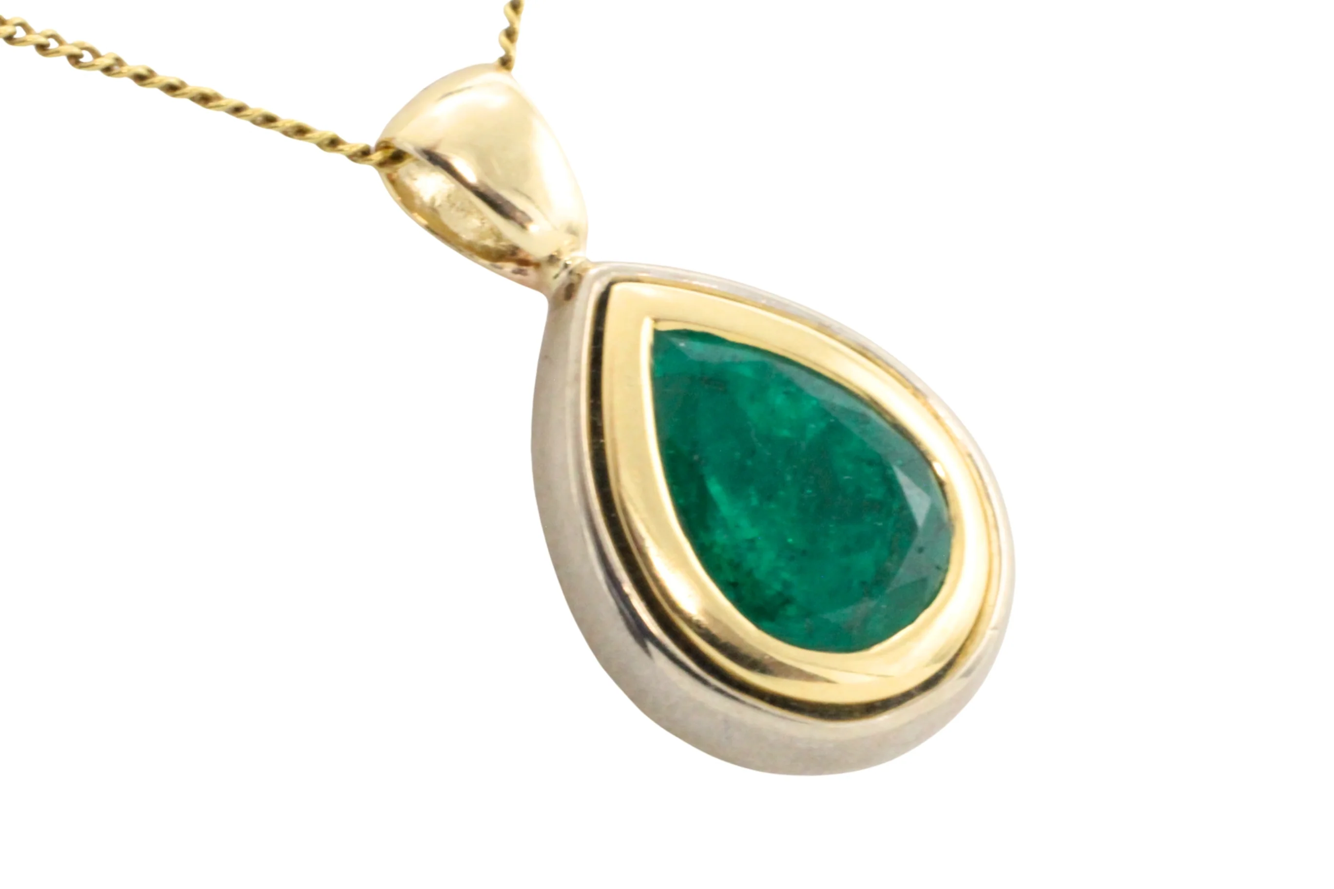 Emerald pendant in yellow and white gold - Image 2