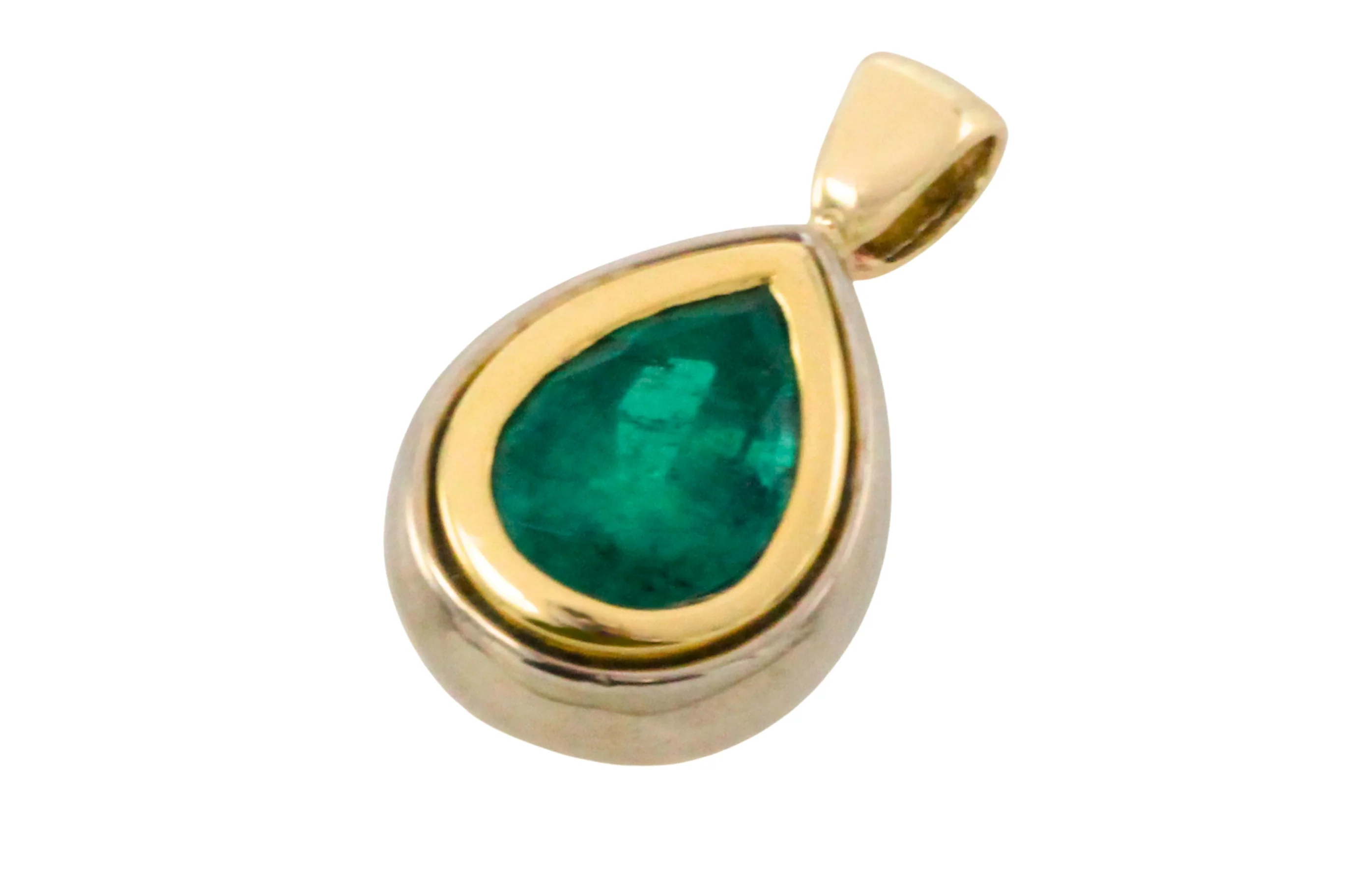 Emerald pendant in yellow and white gold - Image 4