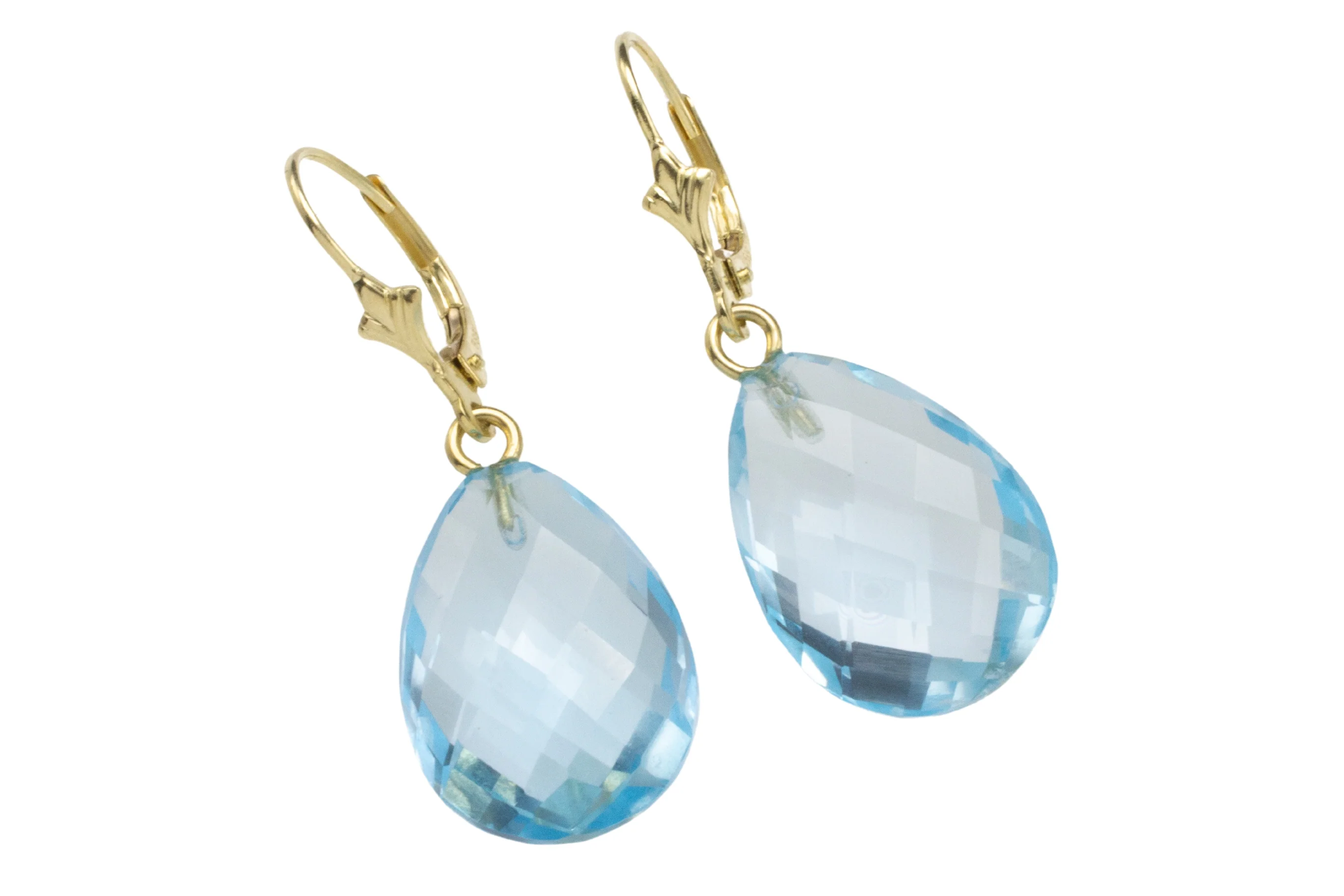Faceted topaz drops in 14 carat gold - Image 2