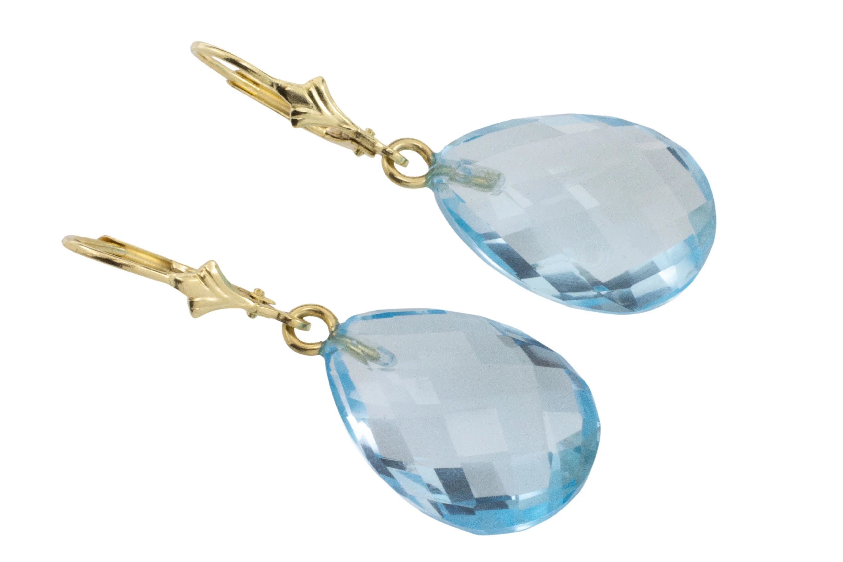 Faceted topaz drops in 14 carat gold - Image 3