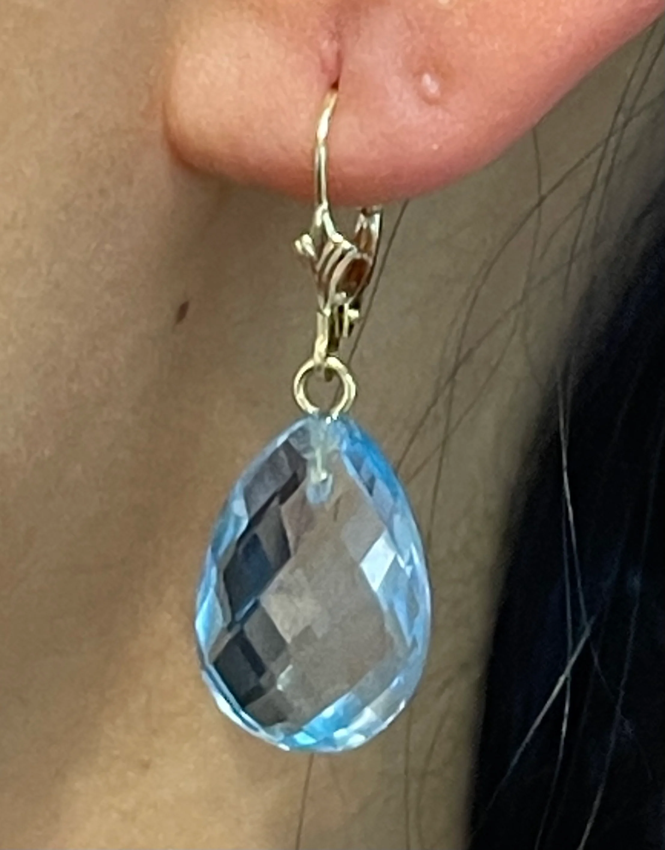 Faceted topaz drops in 14 carat gold - Image 4