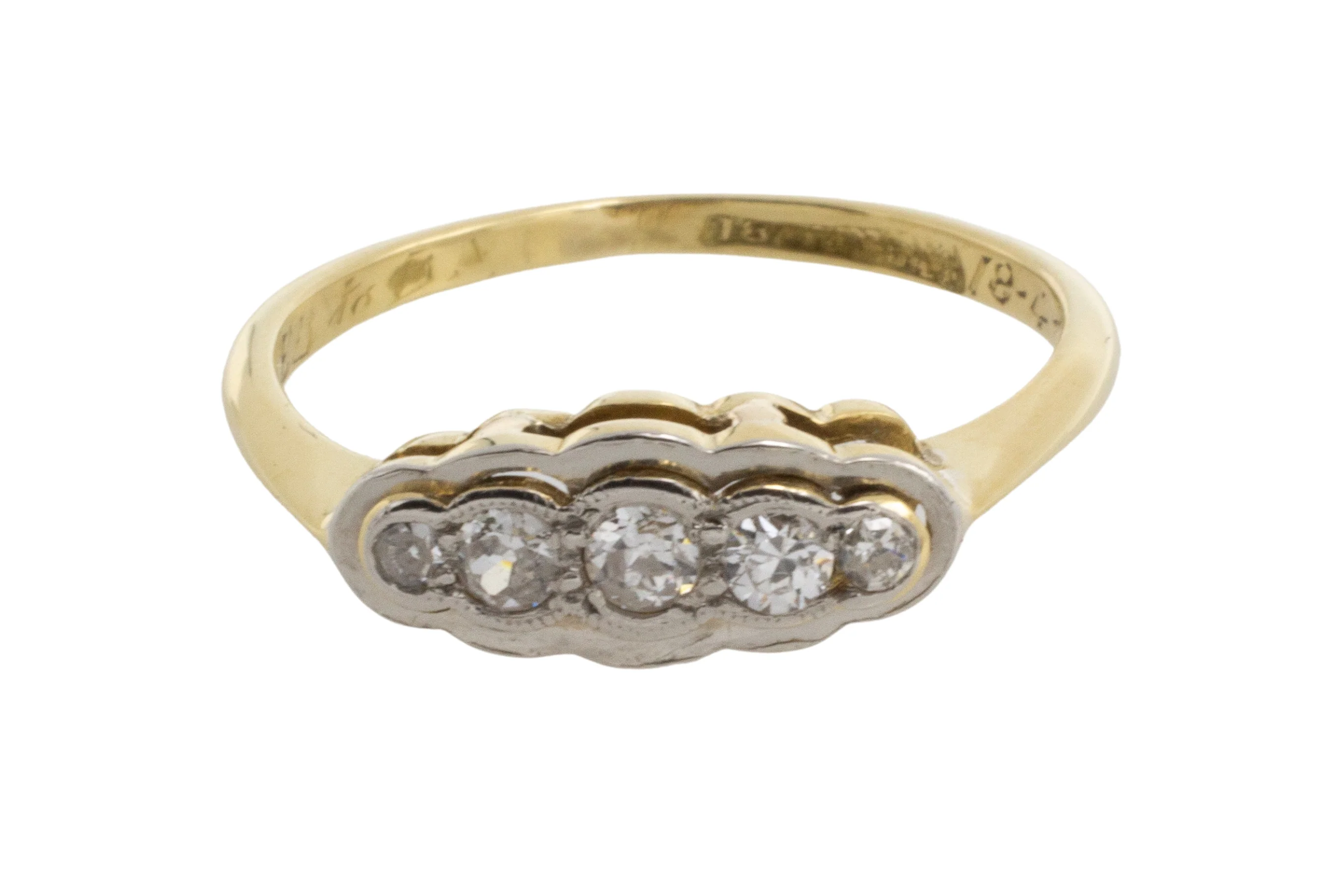 Five stone diamond ring in 18 carat gold and platinum - Image 2