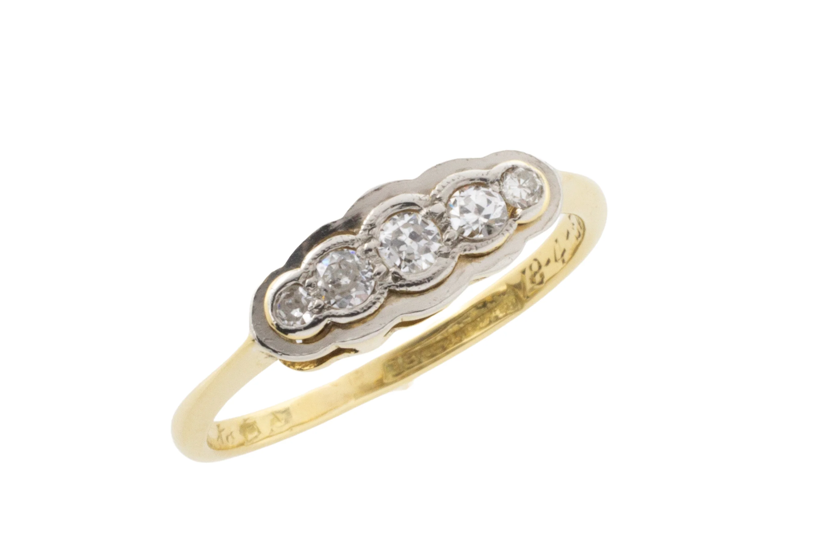 Five stone diamond ring in 18 carat gold and platinum - Image 3
