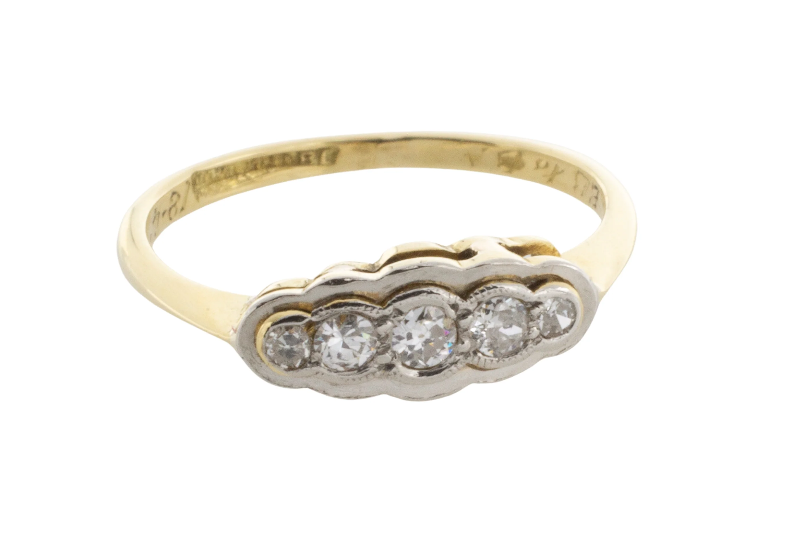 Five stone diamond ring in 18 carat gold and platinum - Image 4