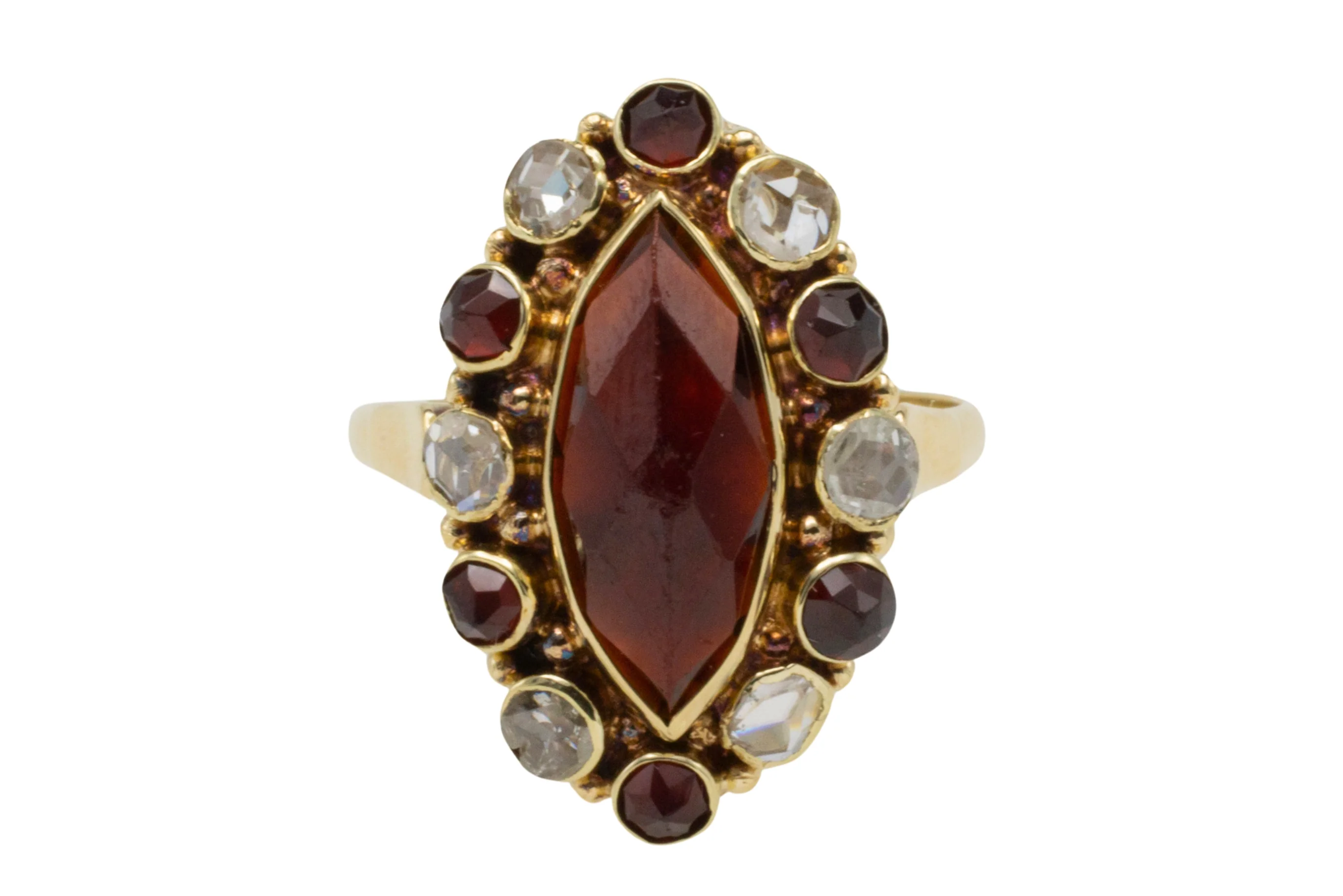 Garnet and rose diamond 14 carat gold ring - Image 2