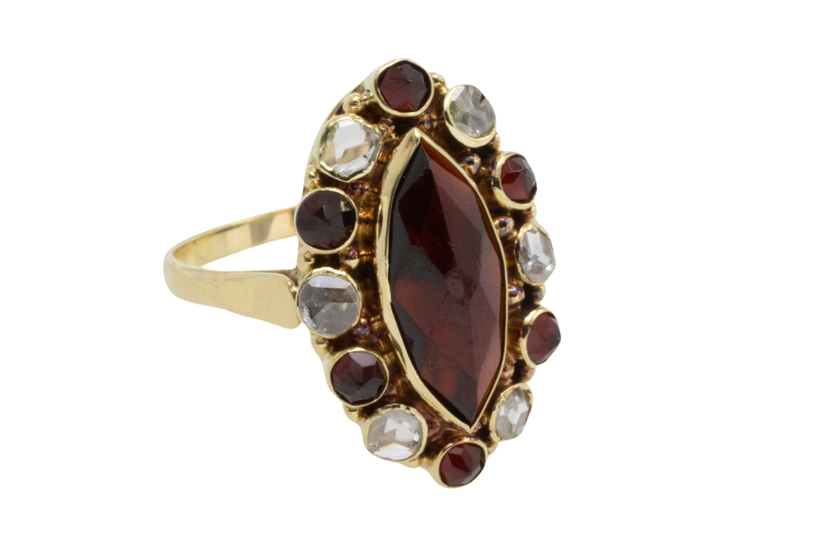 Garnet and rose diamond 14 carat gold ring - Image 4