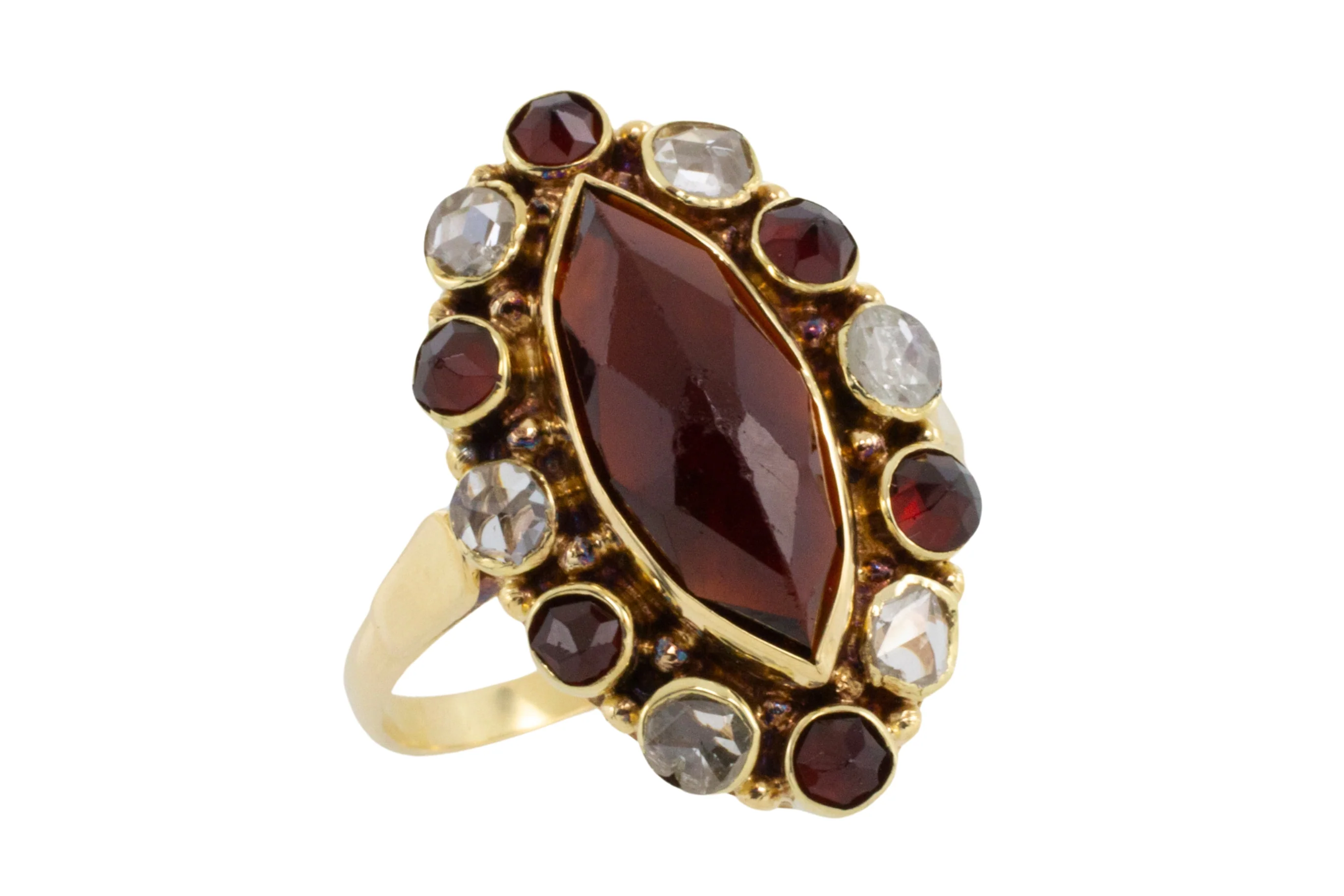 Garnet and rose diamond 14 carat gold ring - Image 5