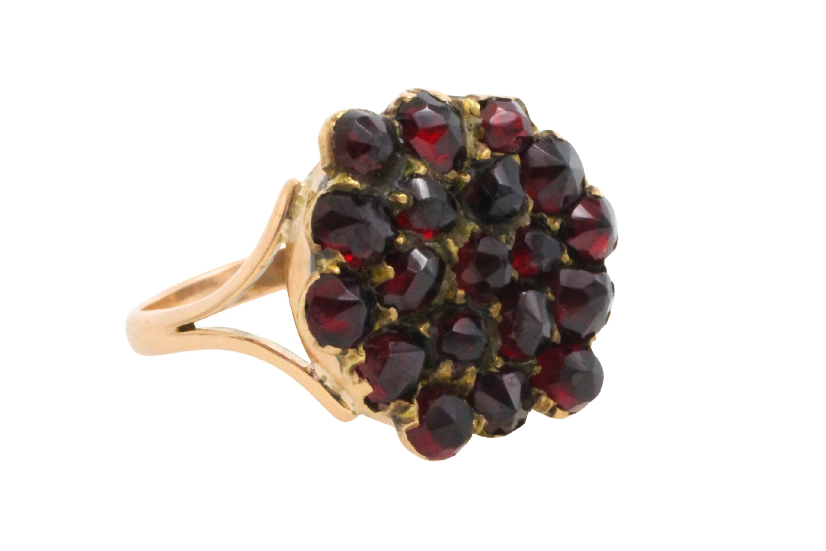 Garnet cluster ring in 14 carat gold - Image 2