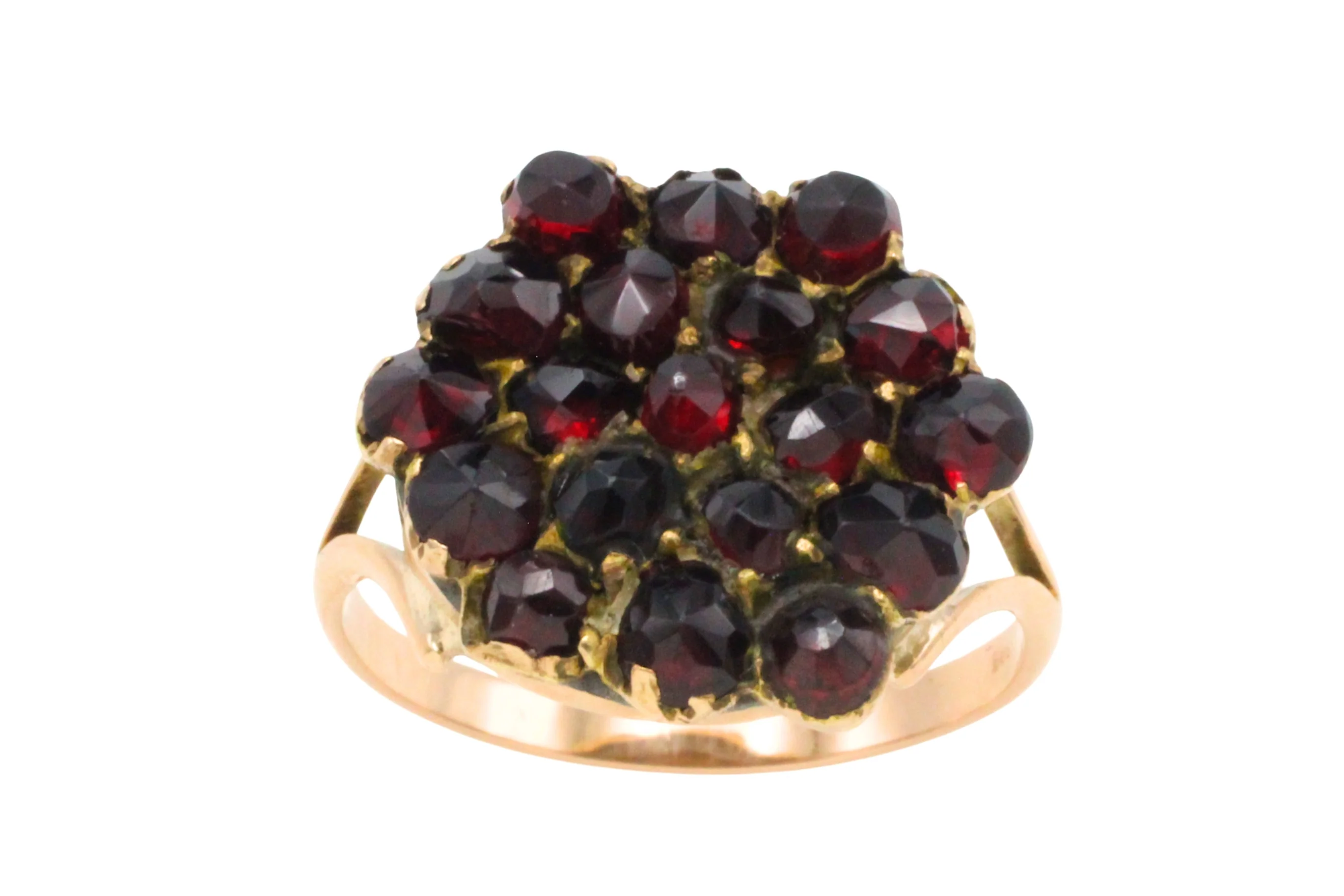 Garnet cluster ring in 14 carat gold - Image 3