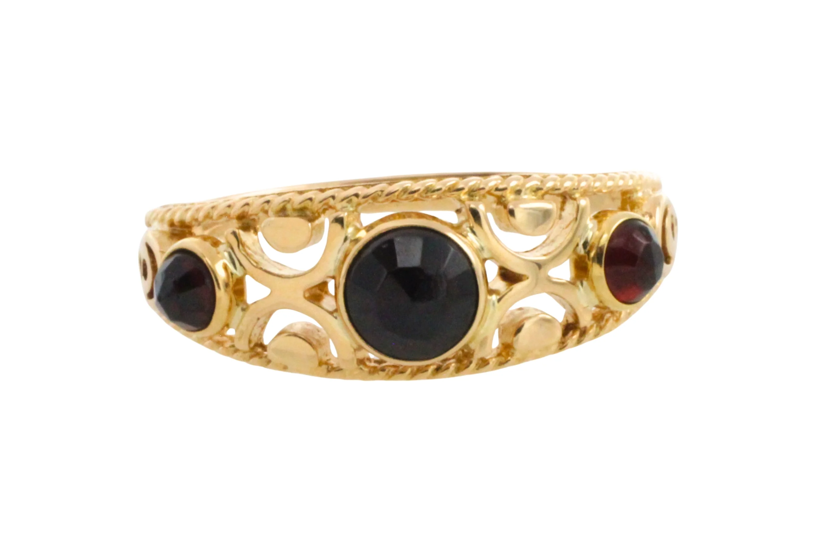 Garnet filigree ring in 14 carat gold - Image 2
