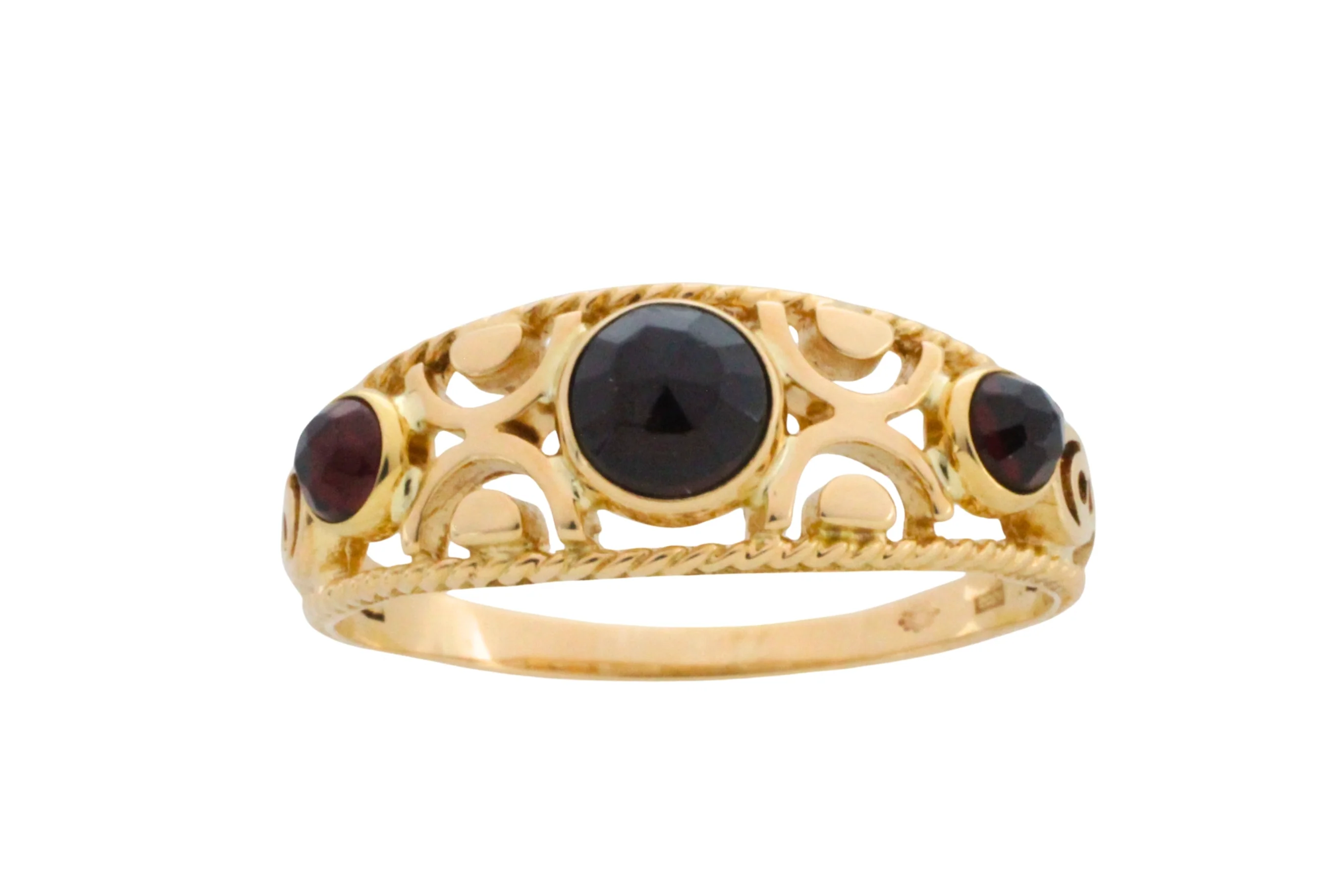 Garnet filigree ring in 14 carat gold - Image 3