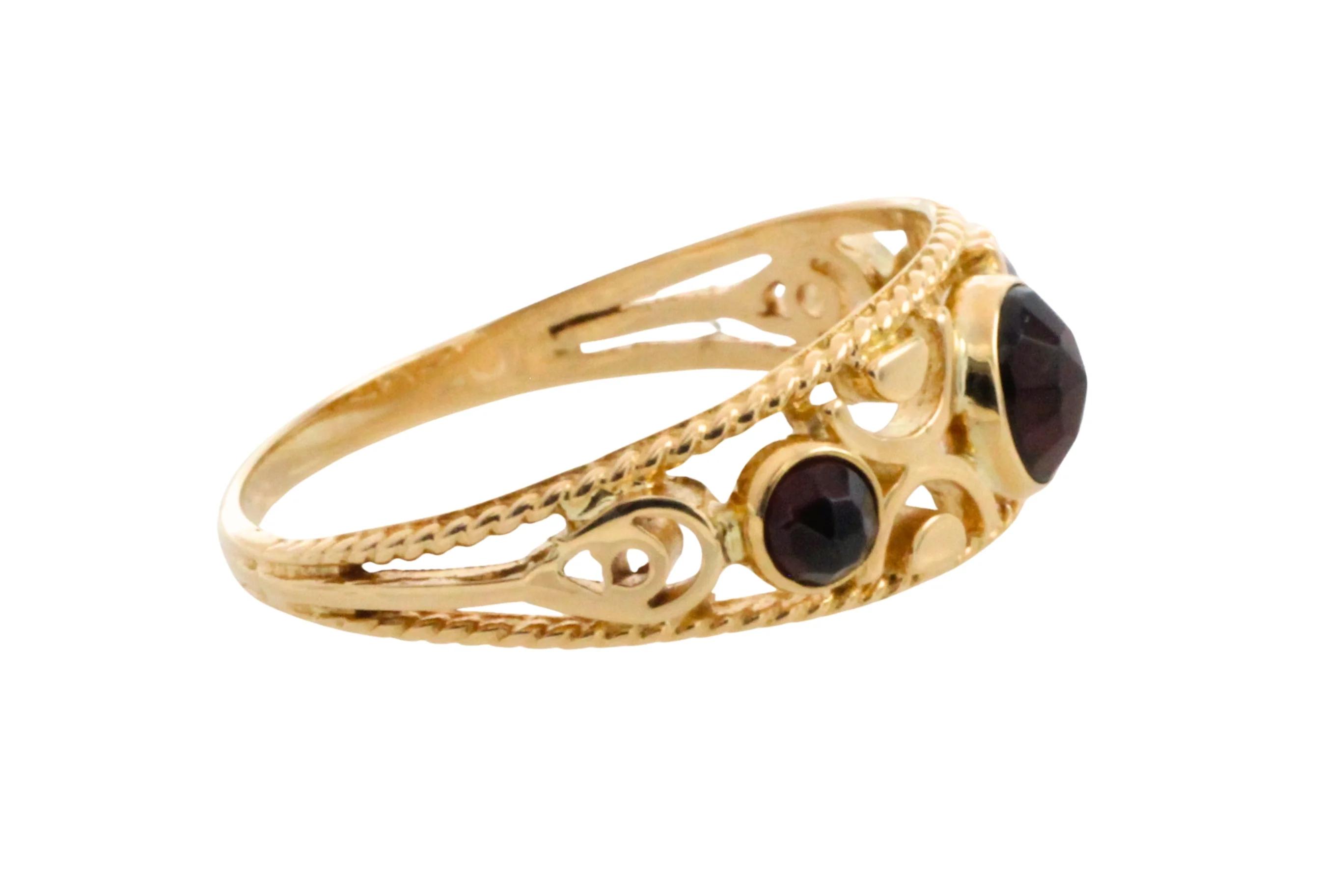 Garnet filigree ring in 14 carat gold - Image 5