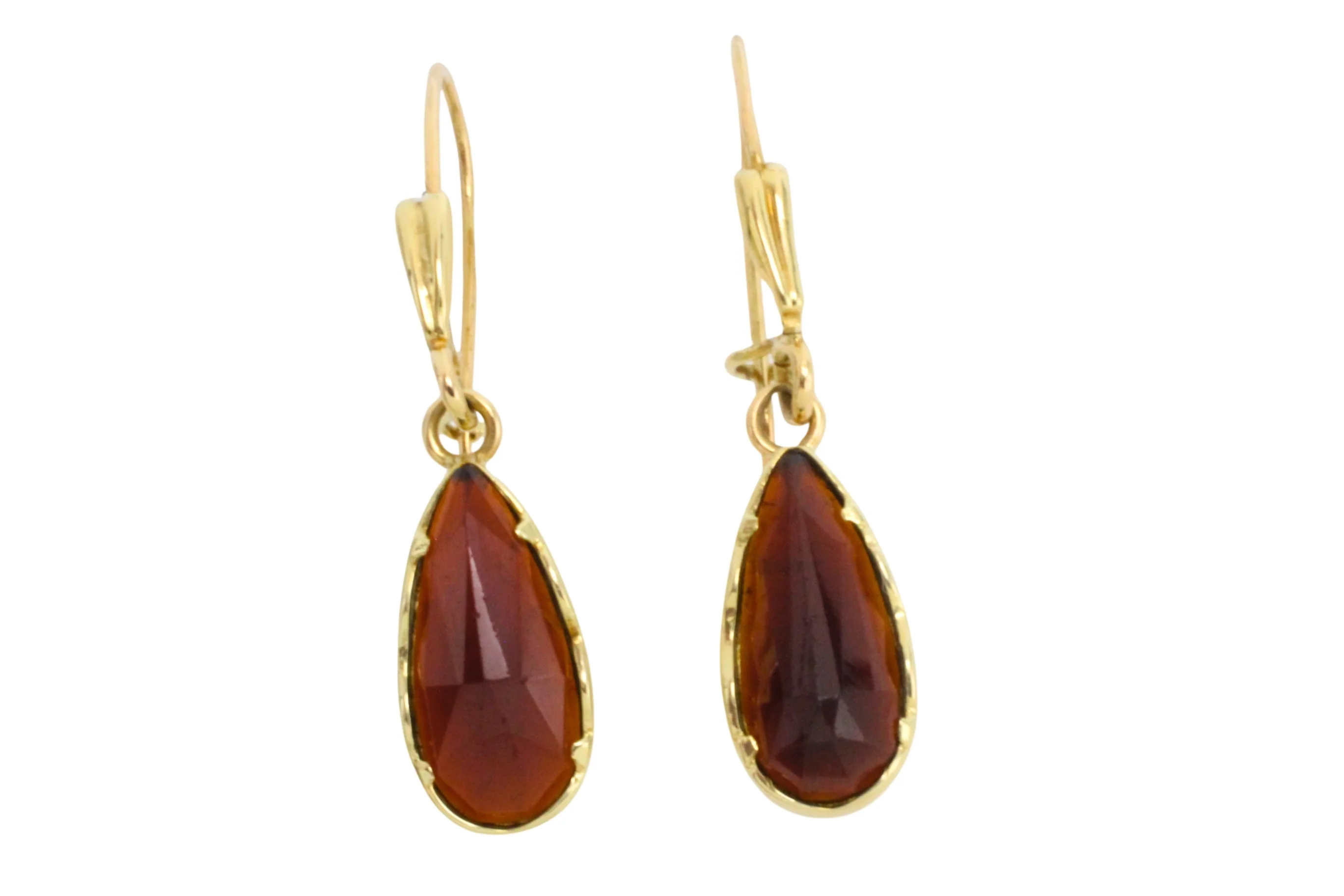 Garnet pendant earrings in 14 carat gold - Image 2
