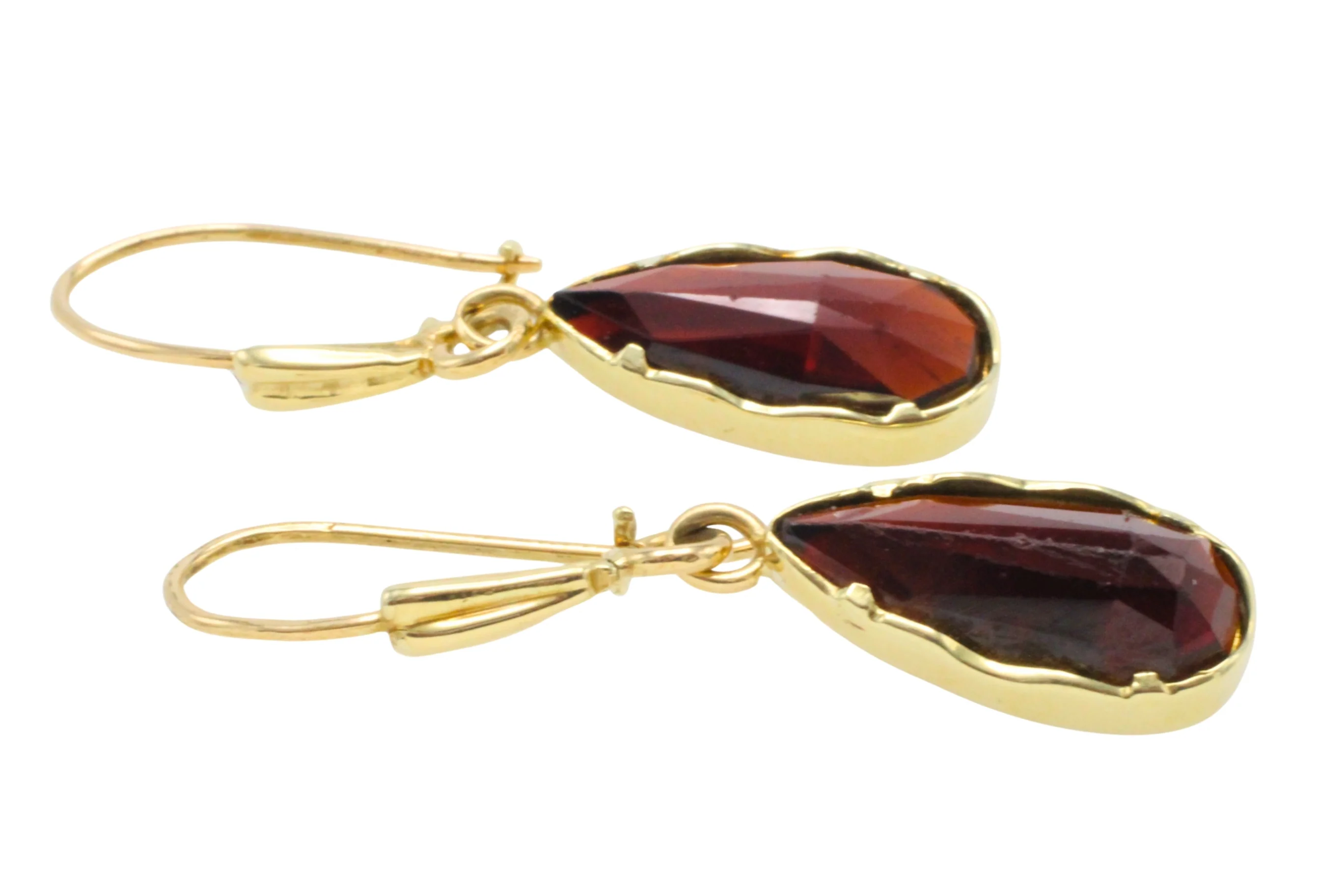 Garnet pendant earrings in 14 carat gold - Image 3
