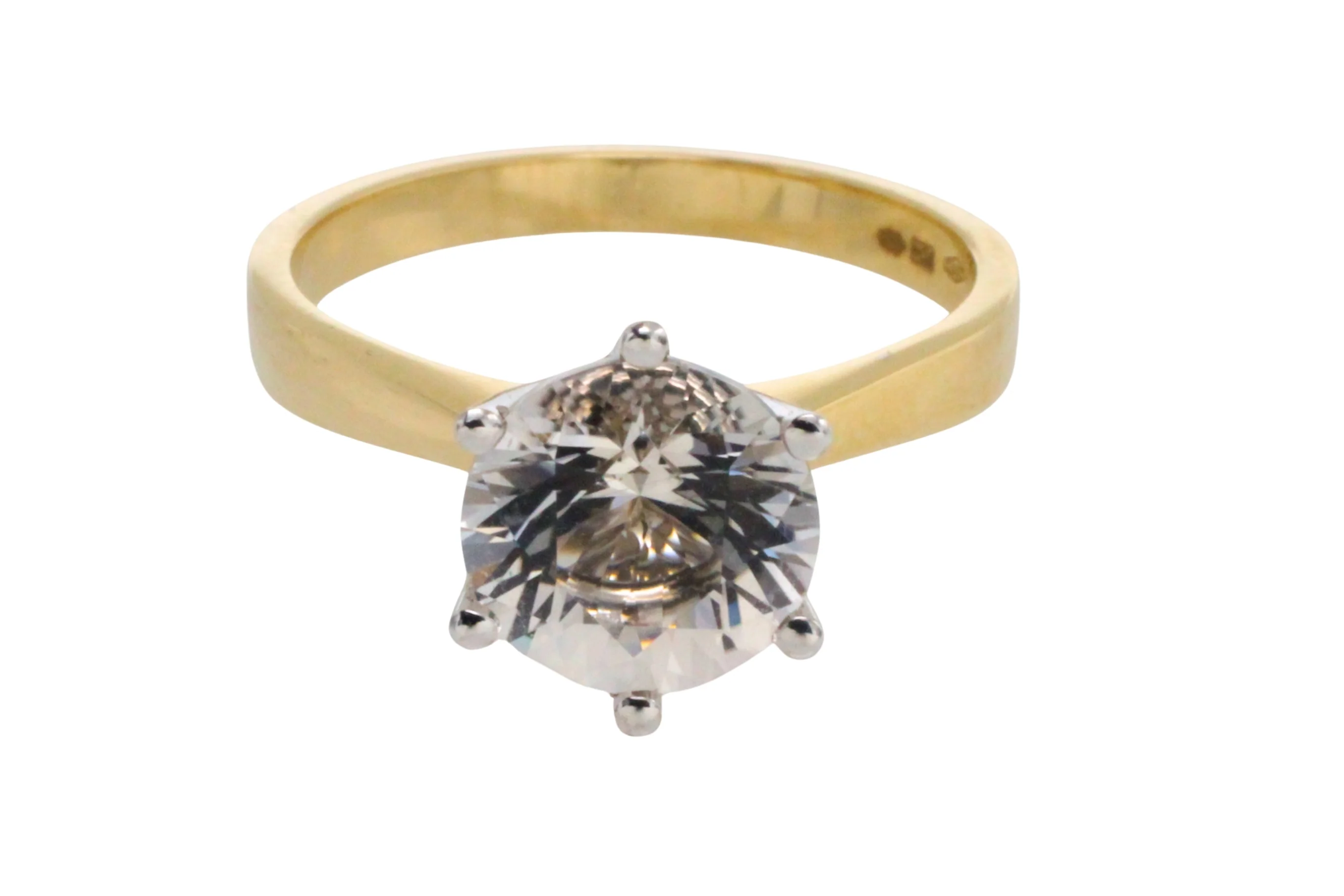 Gold solitaire ring with rock crystal stone - Image 5