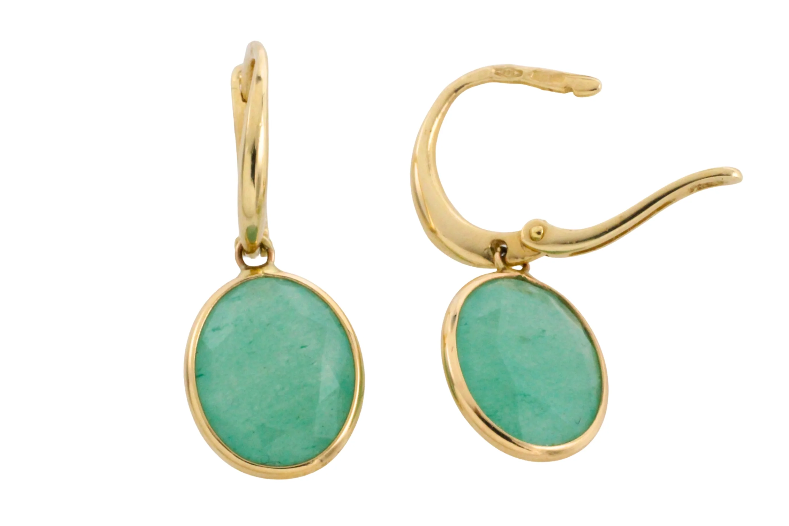 Green quartz earrings in 14 carat gold - Image 2