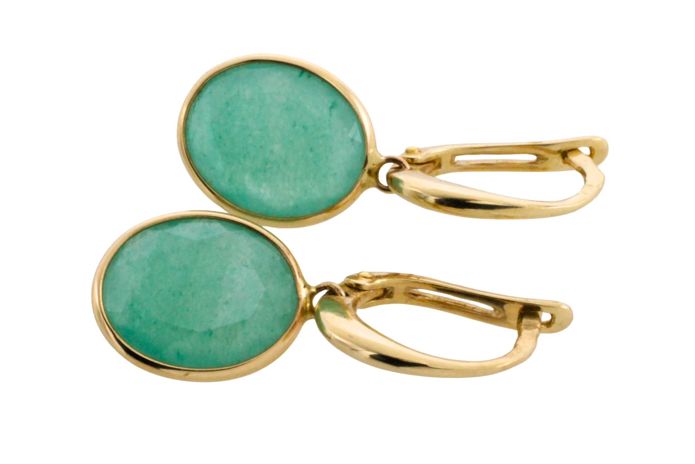 Green quartz earrings in 14 carat gold - Image 3