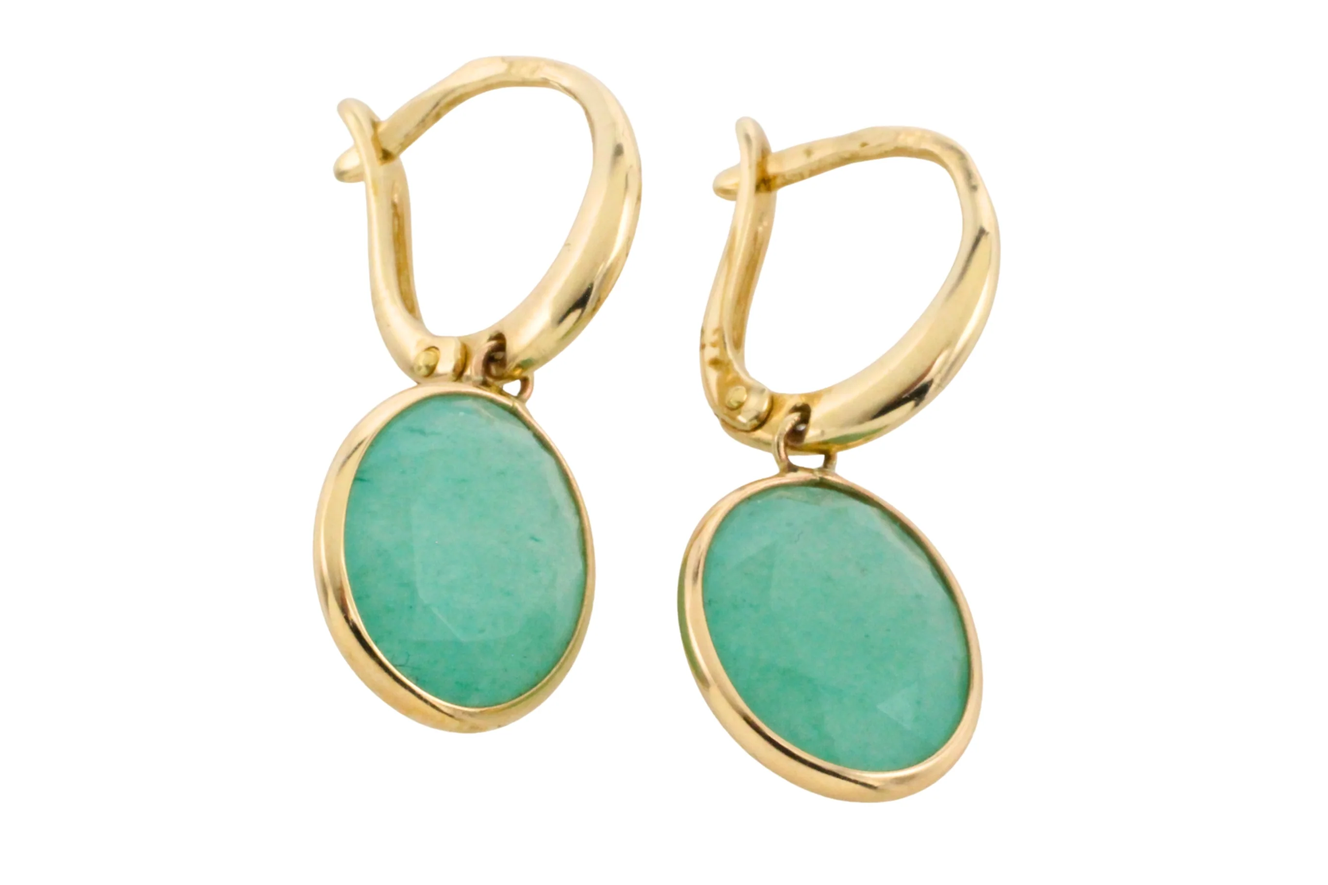 Green quartz earrings in 14 carat gold - Image 4