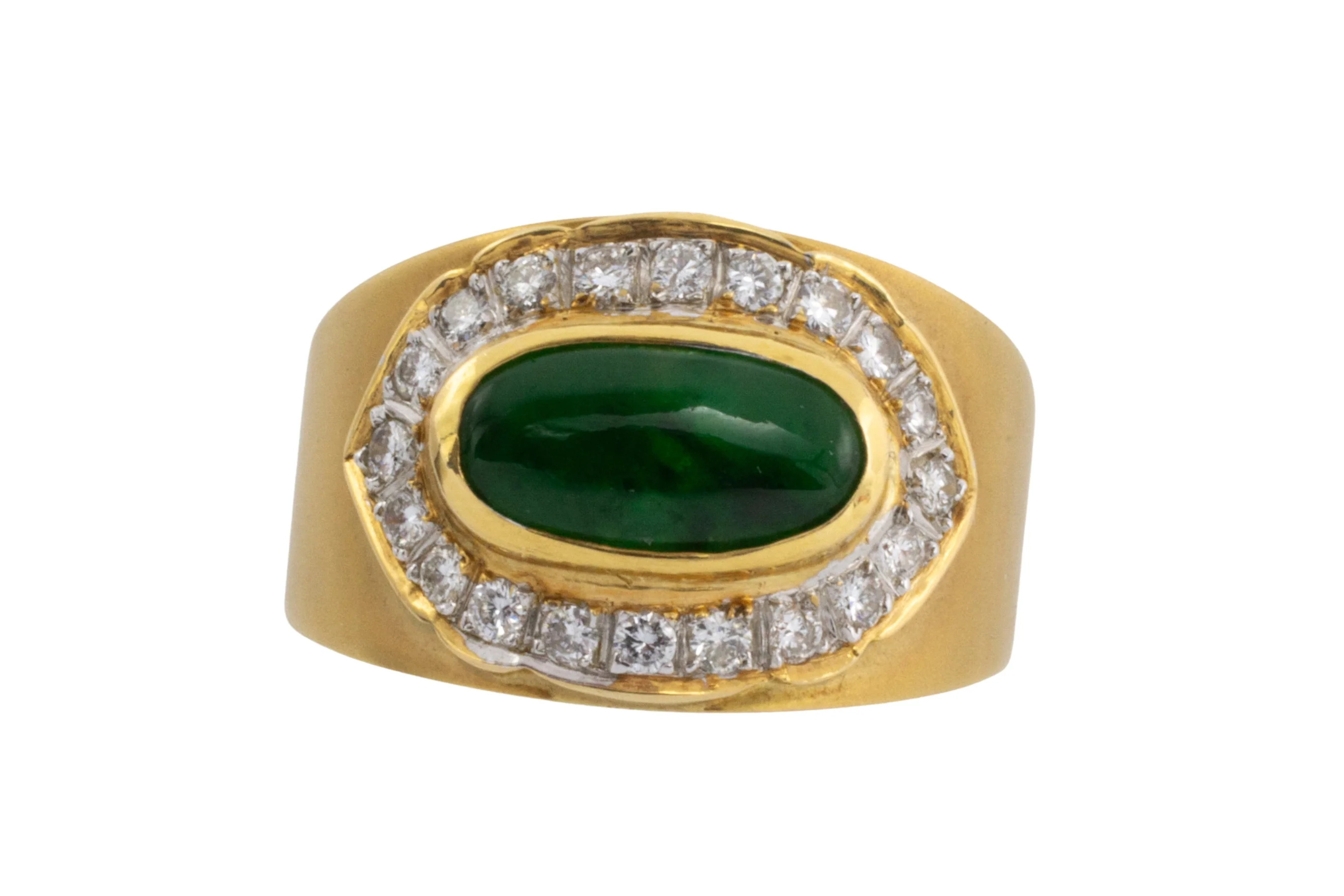 Jade and diamond ring in 18 carat gold - Image 2