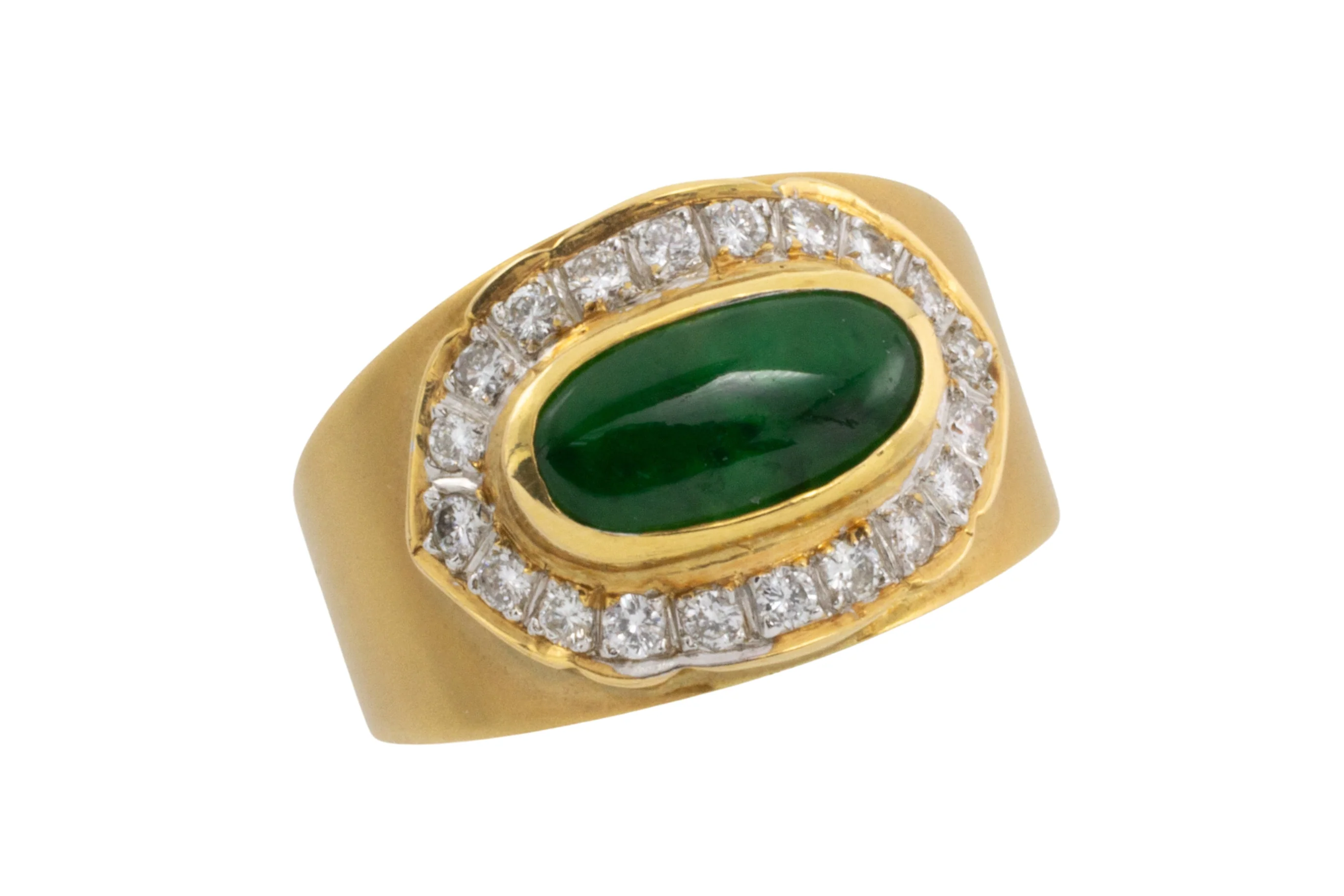 Jade and diamond ring in 18 carat gold - Image 3