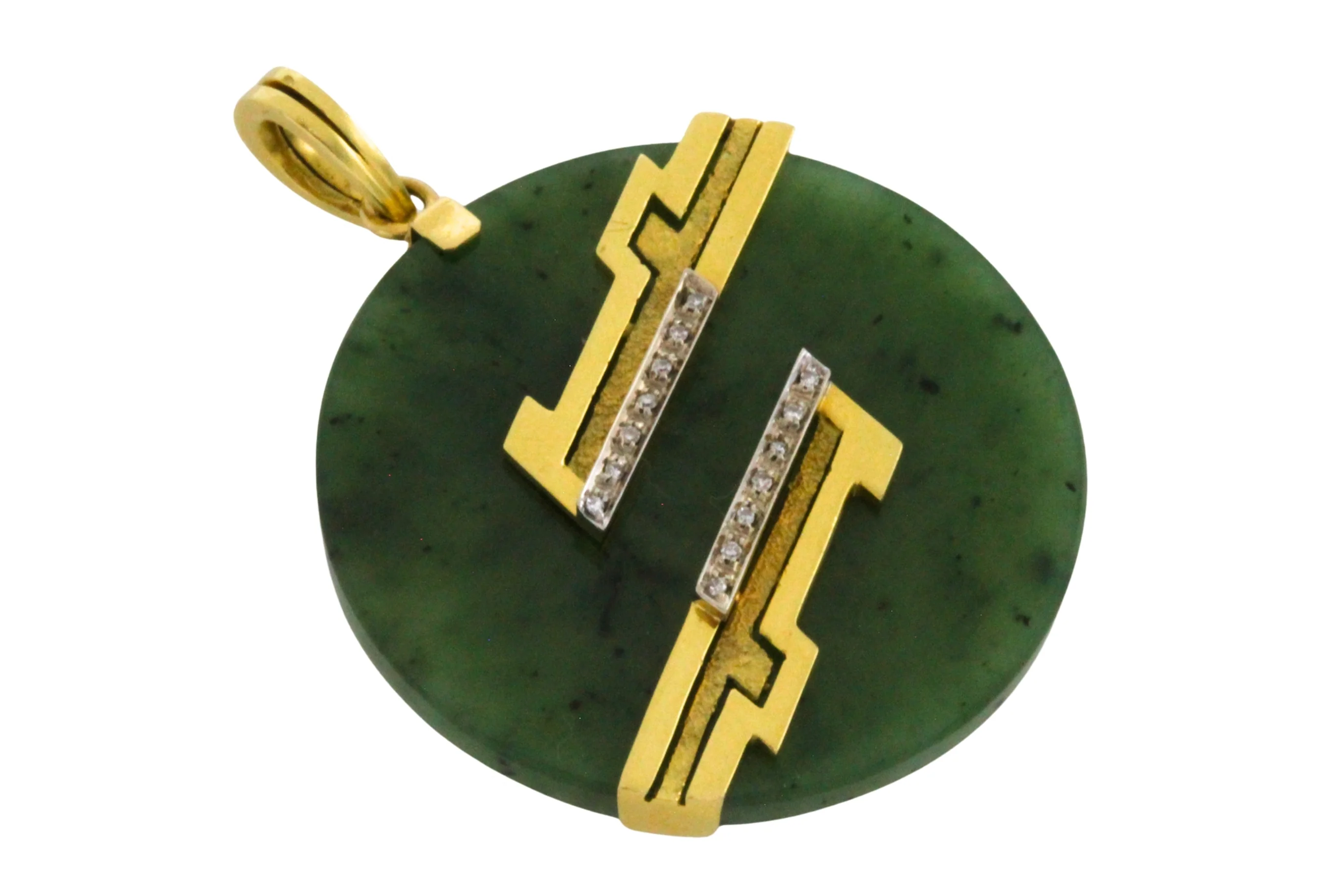 Jade pendant in 18 carat gold with diamonds