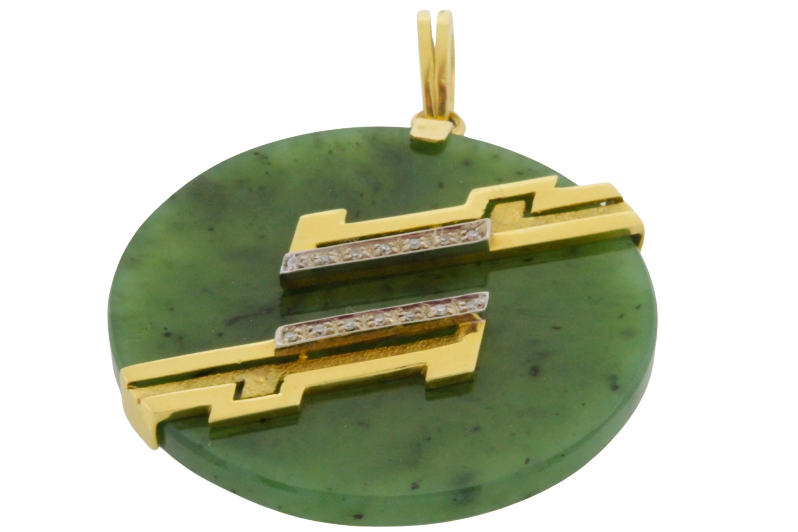 Jade pendant in 18 carat gold with diamonds - Image 4