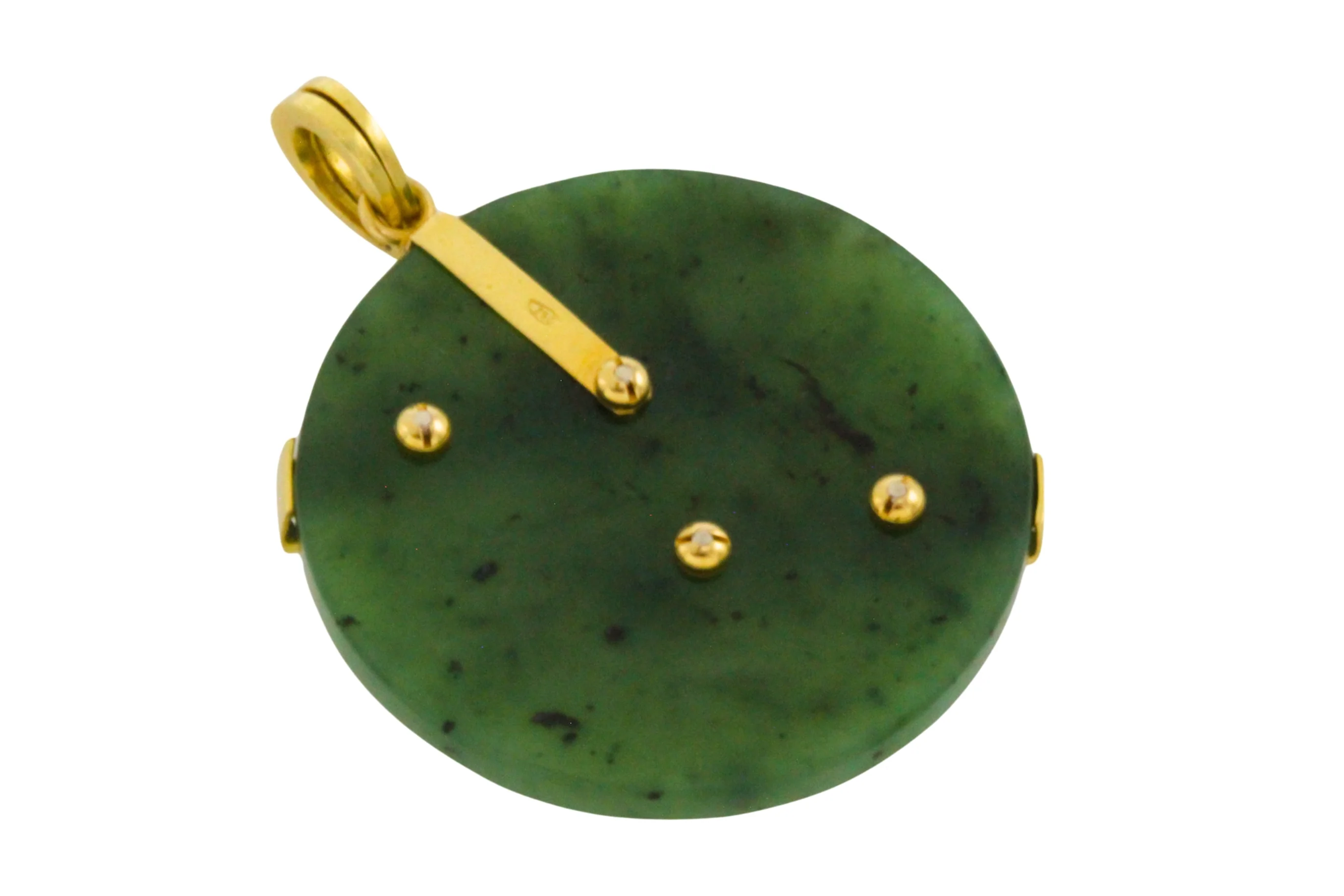 Jade pendant in 18 carat gold with diamonds - Image 5