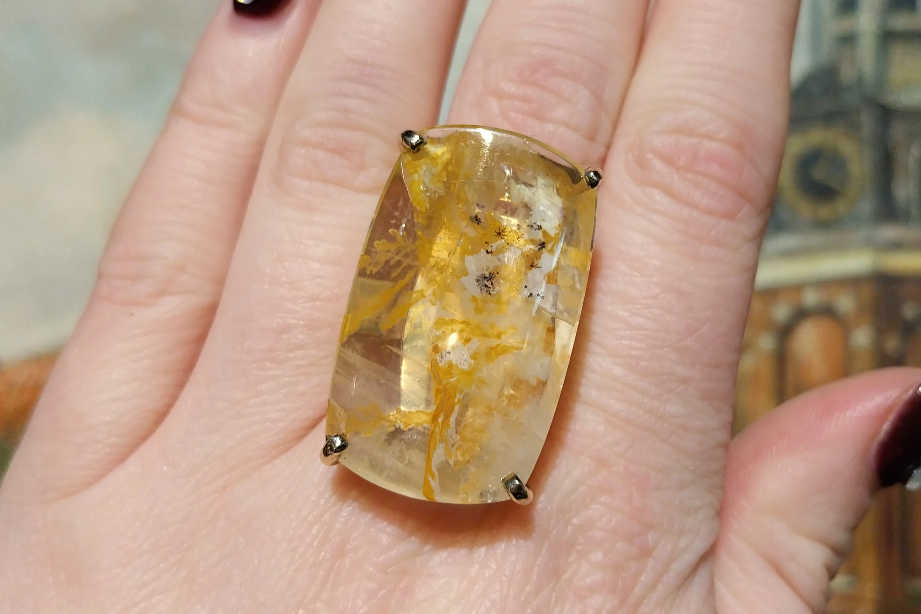 Large rock crystal ring in 14 carat gold - Image 7