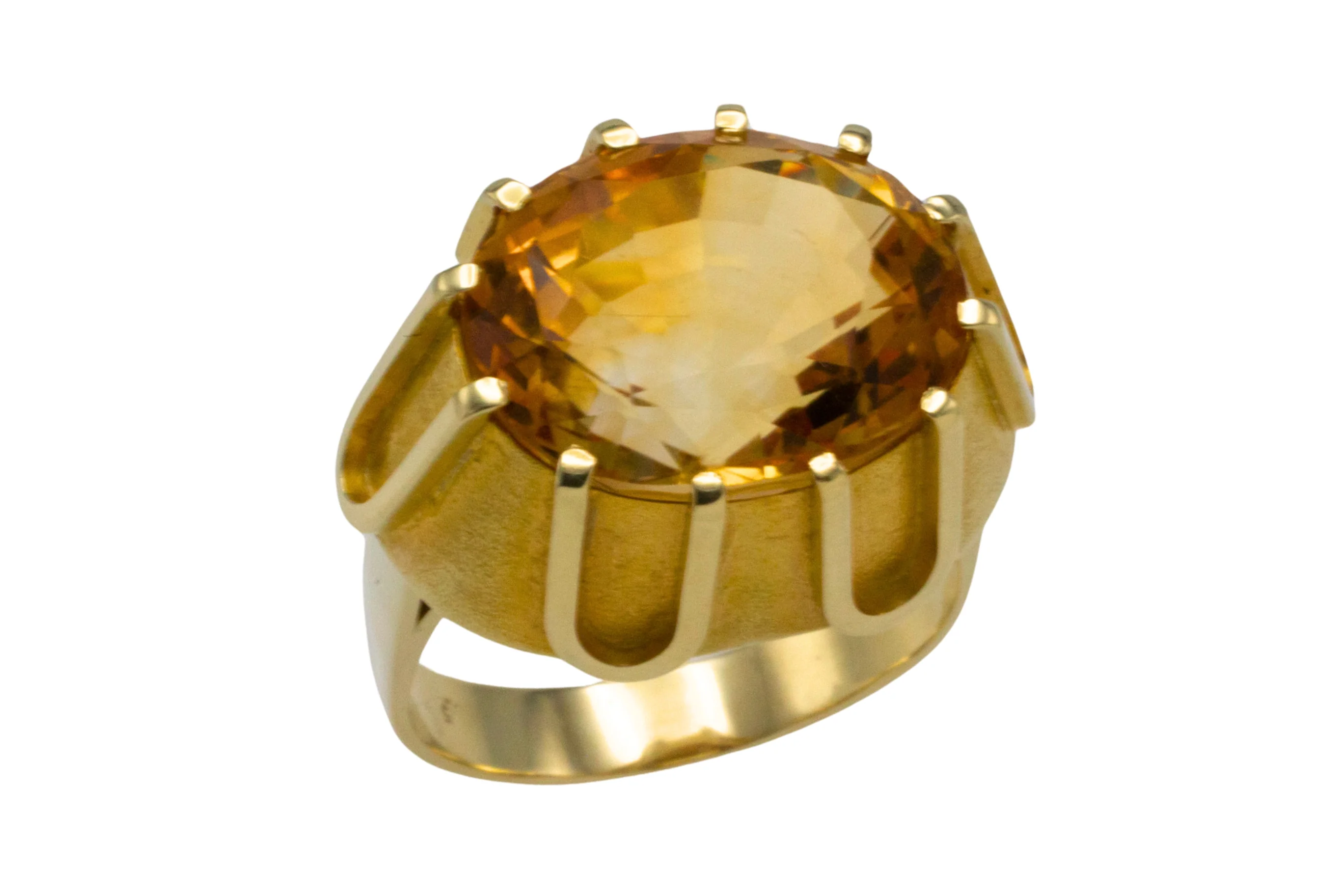 Large vintage citrine ring in 14 carat gold - Image 3